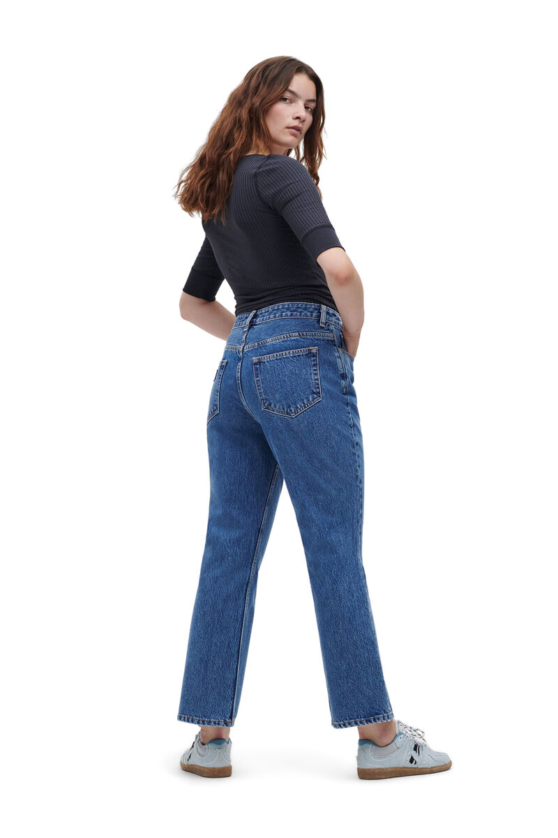 Betzy Jeans, Cotton, in colour Mid Blue Stone - 2 - GANNI