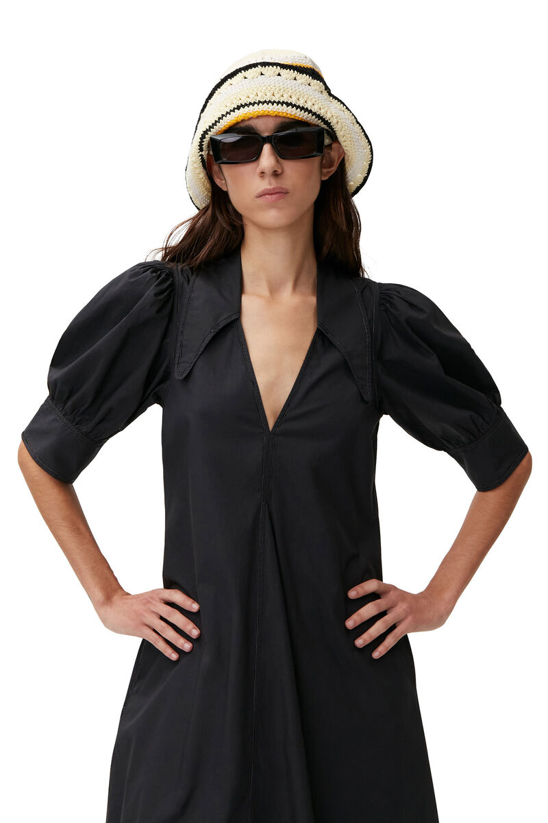Midiklänning i poplin, Cotton, in colour Black - 3 - GANNI