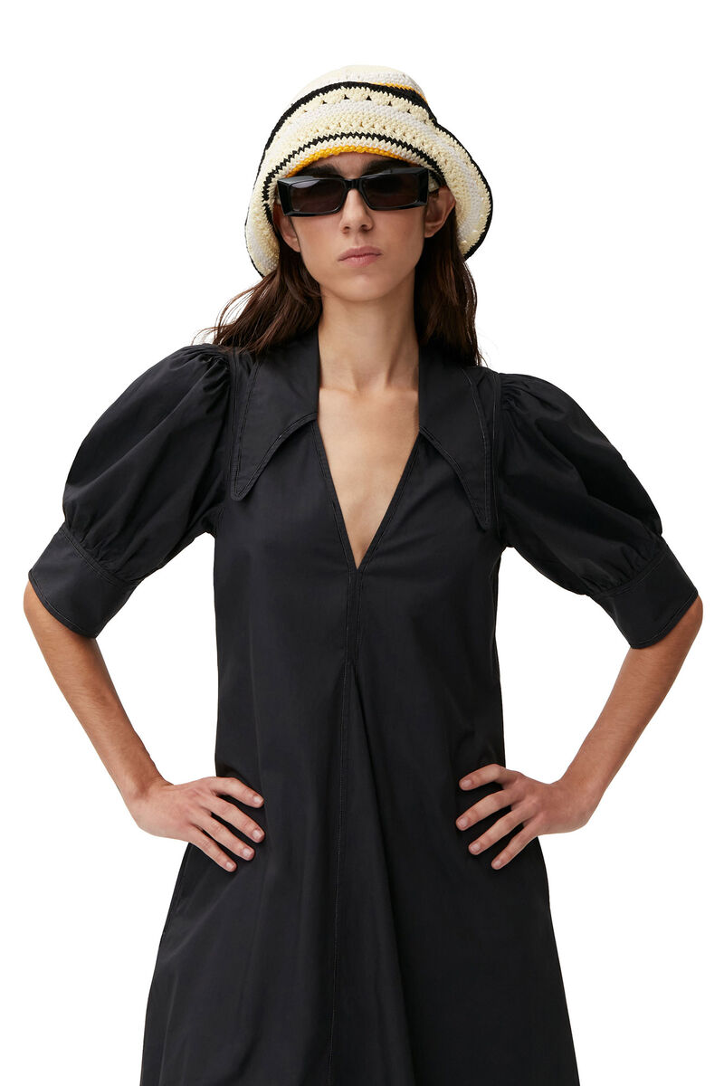 Poplin Midi Dress, Cotton, in colour Black - 3 - GANNI