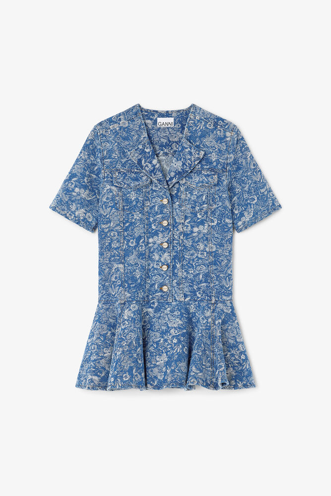 Blue Tapestry Mini Dress, Mid Blue Stone