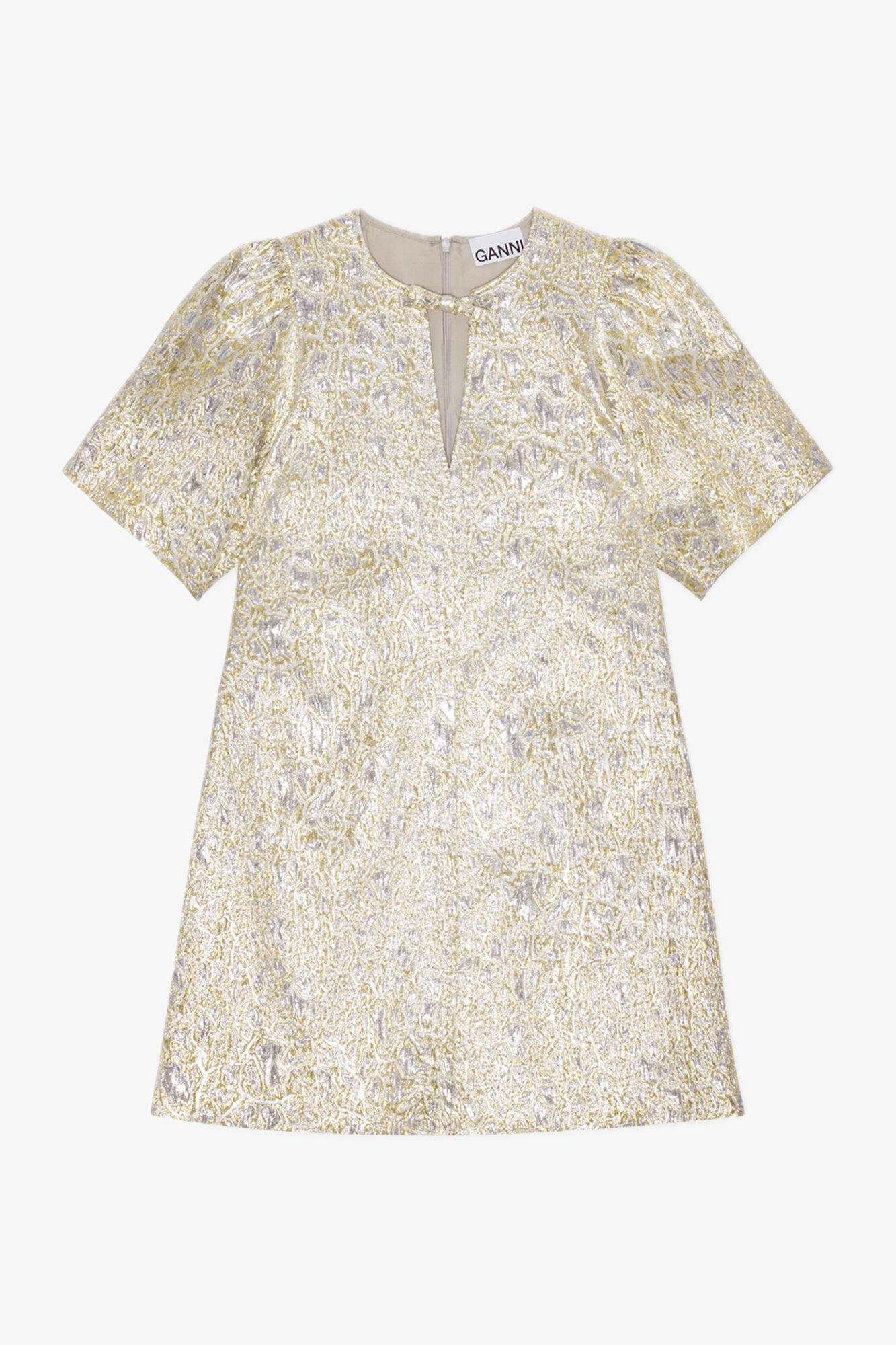 Gold and Silver Metallic A-Line Mini-kjole, Polyamide, in colour Gold/Silver - 1 - GANNI