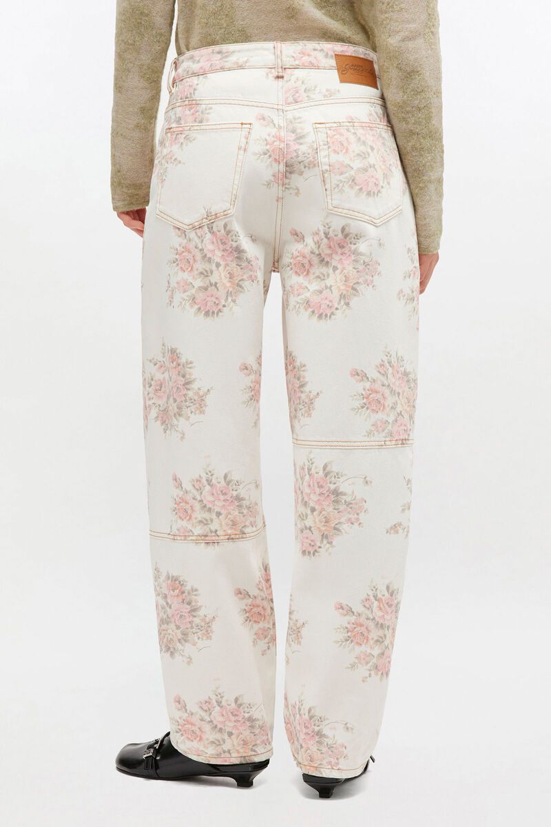 Jean Stary à imprimé floral, Cotton, in colour Egret - 3 - GANNI