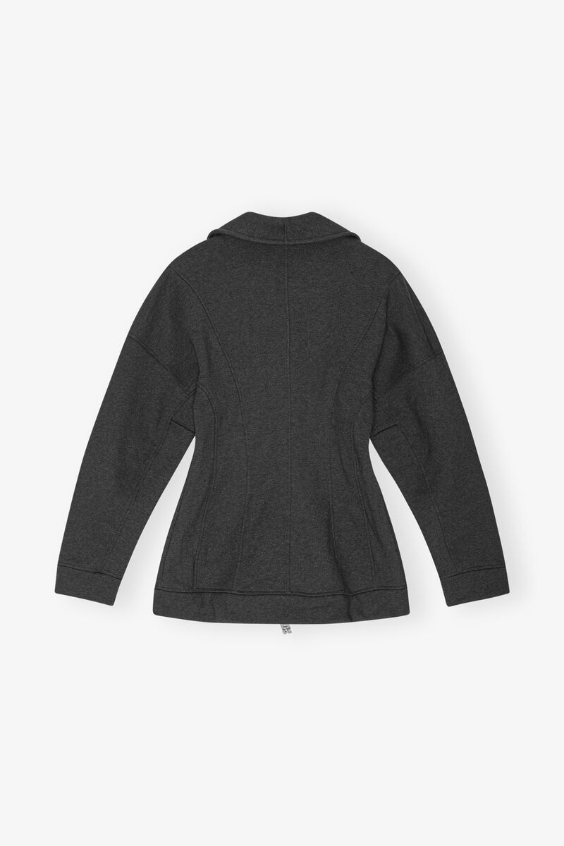 Heavy Fleece Zip-Up, Cotton, in colour Phantom - 2 - GANNI