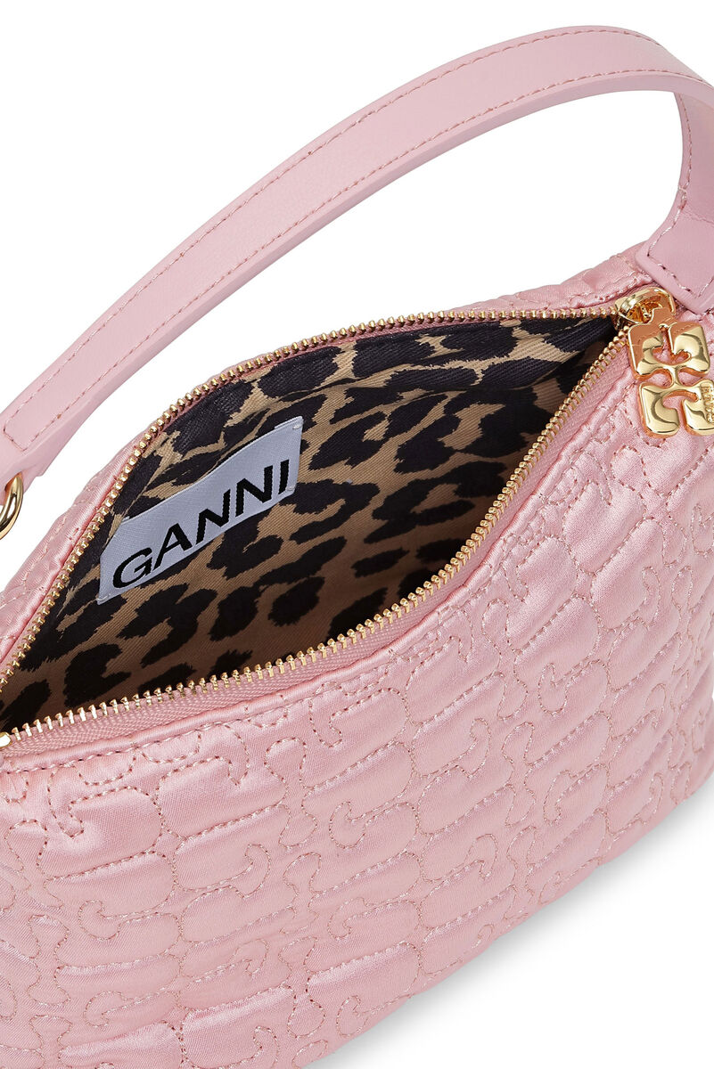Light Pink Small Butterfly Pouch Satin Tasche, Recycled Polyester, in colour Powder - 3 - GANNI