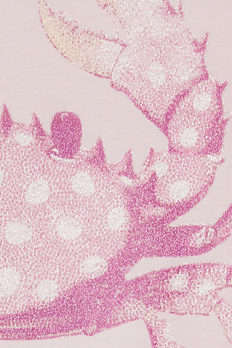 カニプリント Tシャツ, Organic Cotton, in colour Chalk Pink - 2 - GANNI