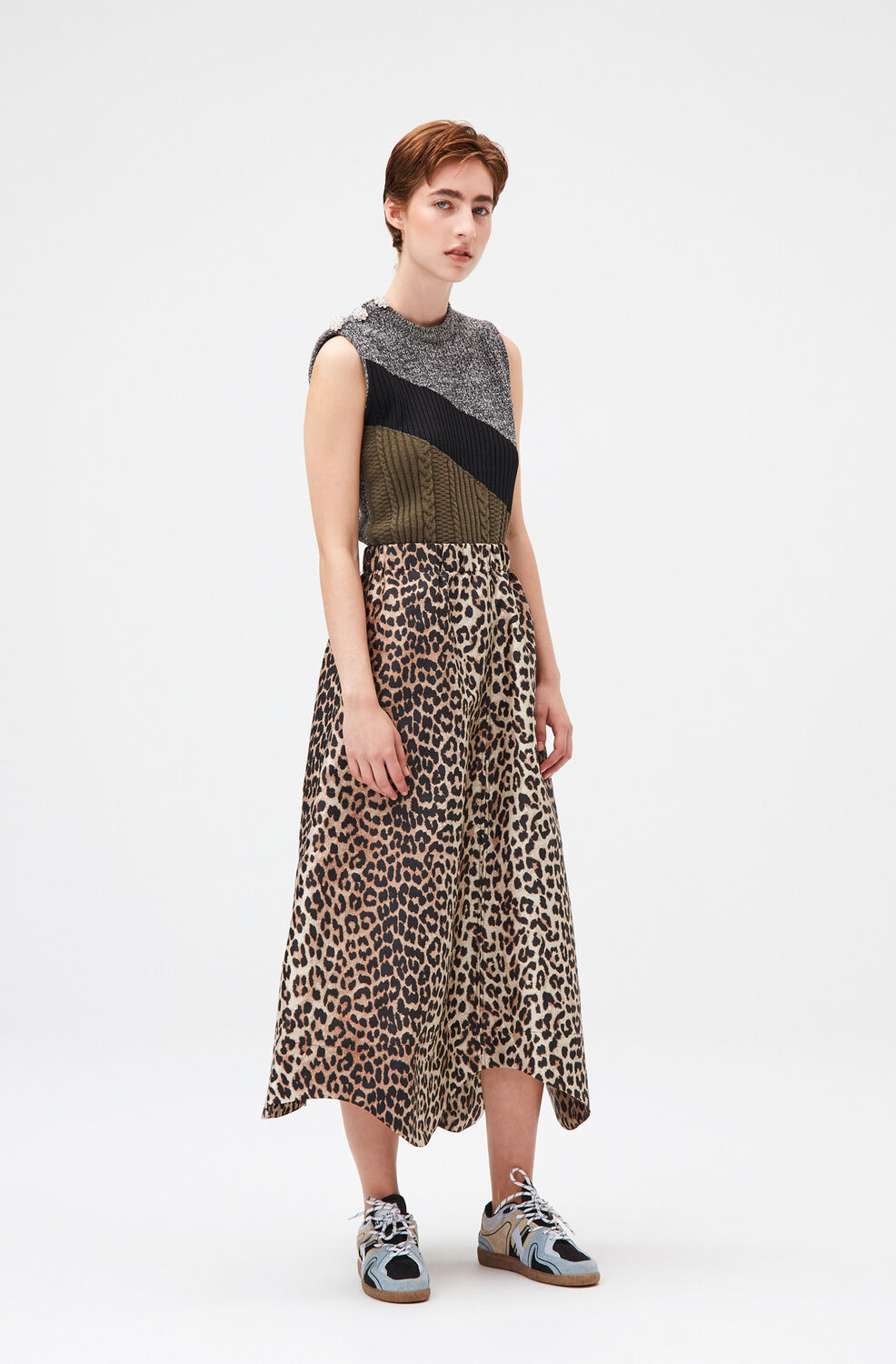 가니 레오파드 스커트 Ganni Crispy Jacquard Skirt,Leopard