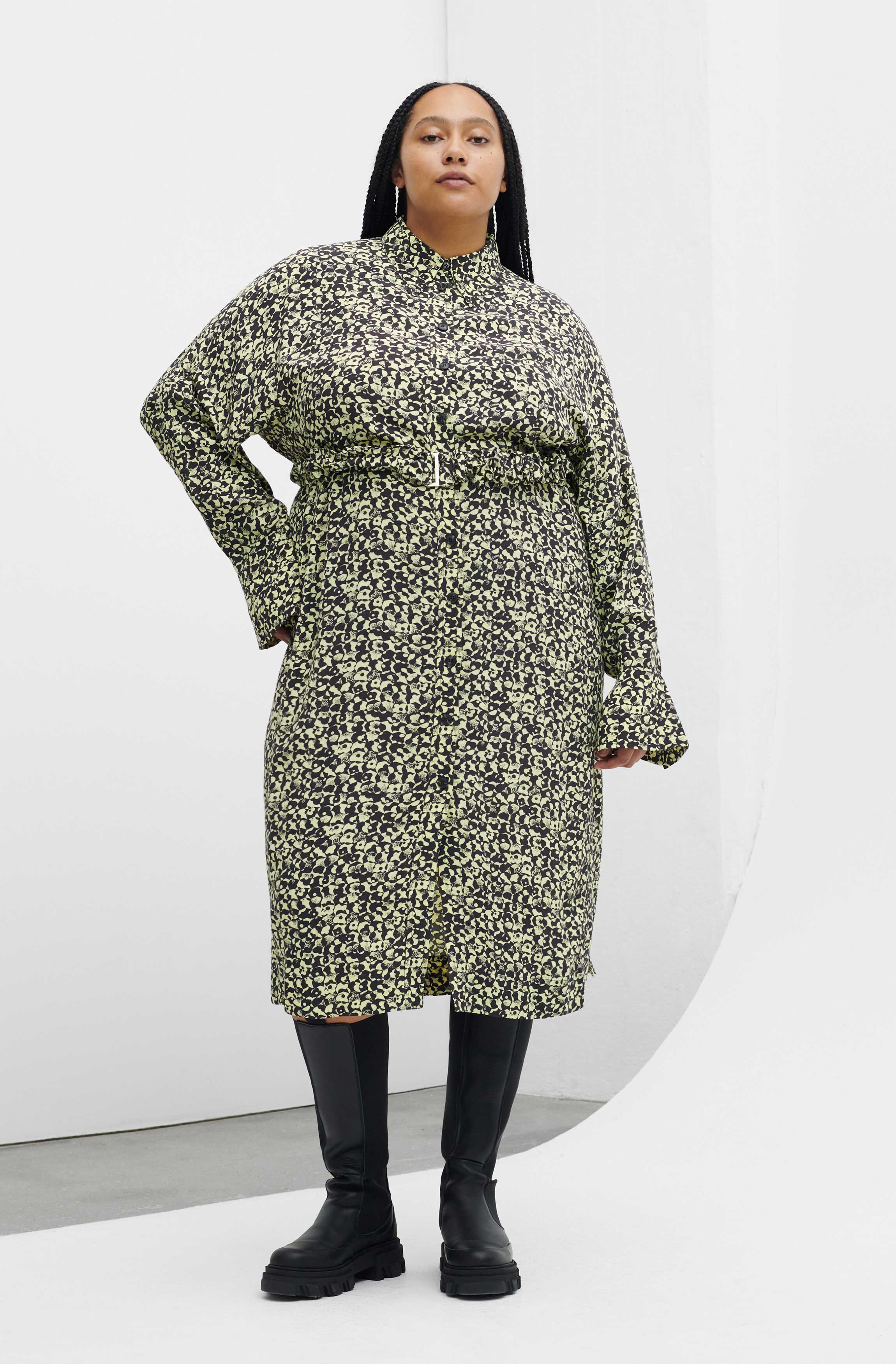 Phantom Crepe Shirt Midi Dress | GANNI AU