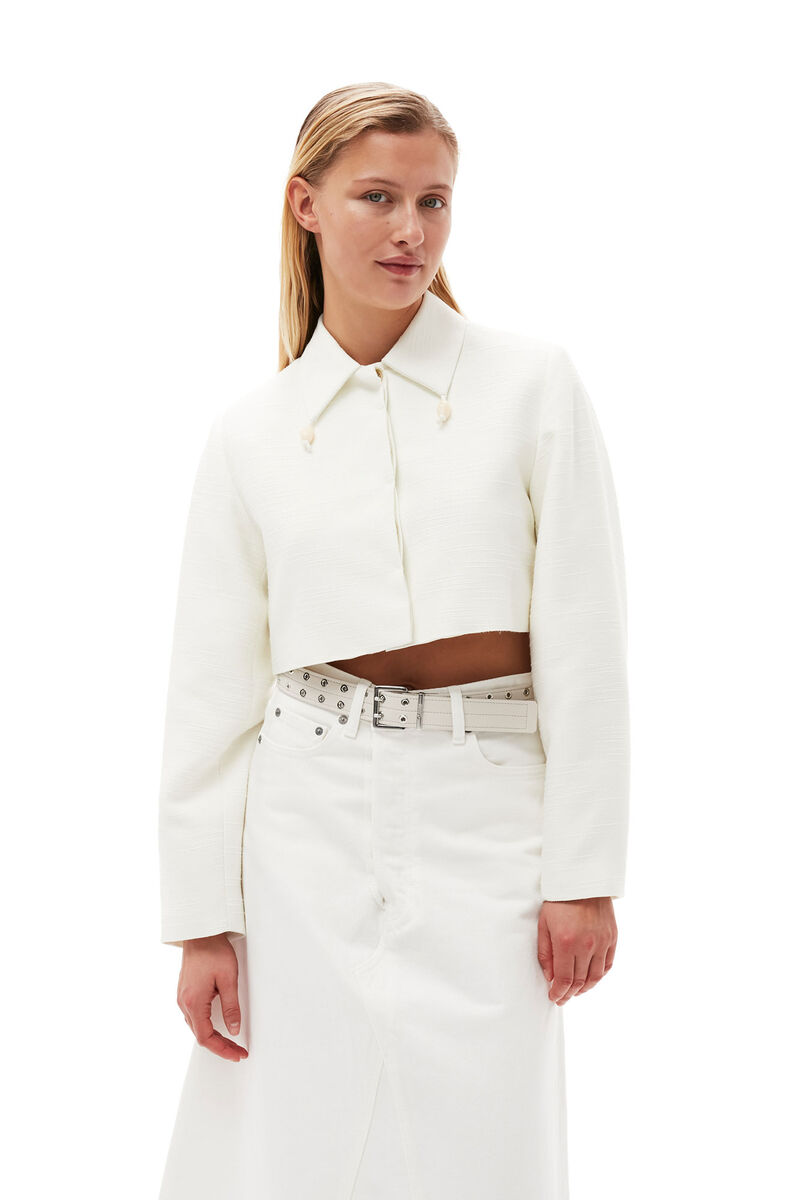 White Denim Double Fly Maxi Skirt, Cotton, in colour Bright White - 3 - GANNI