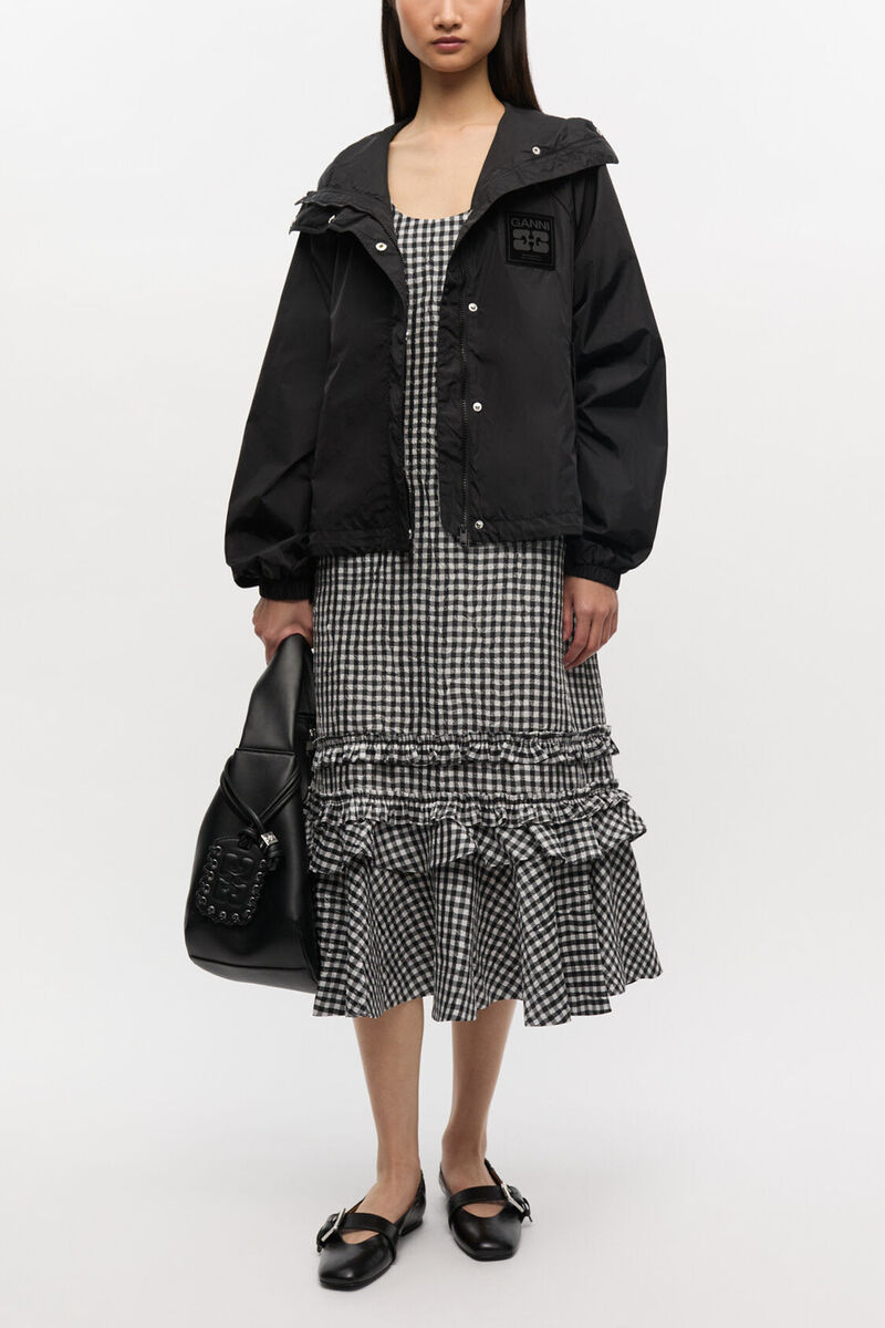 Black Nylon Jacket, Recycled Nylon, in colour Black - 2 - GANNI