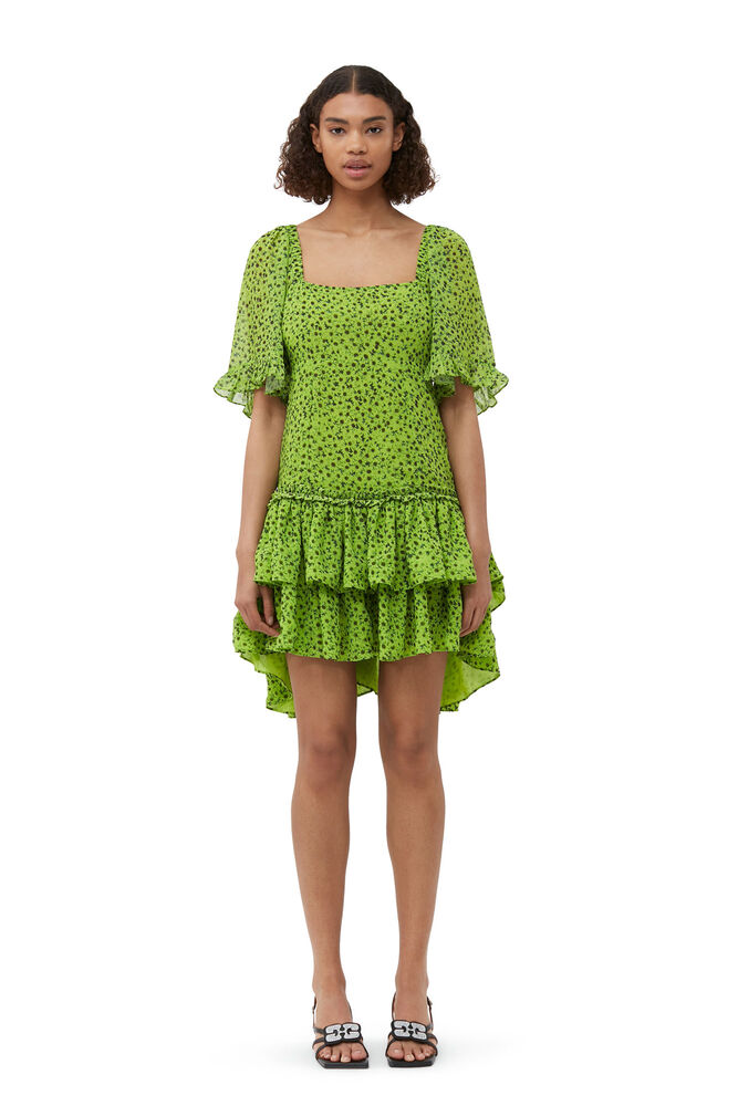 Chiffon Mini Dress, Tender Shoots