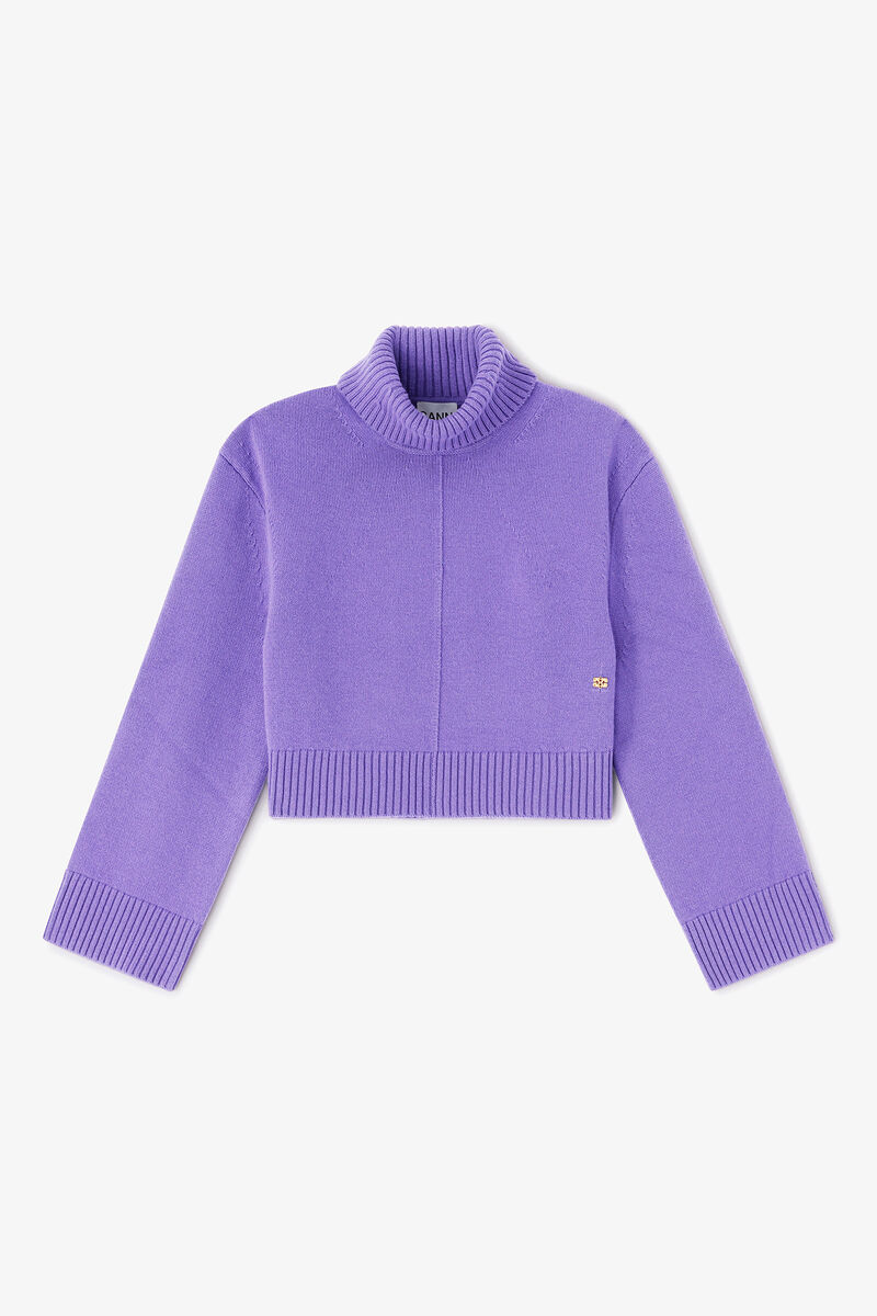 Uldsweater med rullekrave, Wool, in colour Passion Flower - 1 - GANNI
