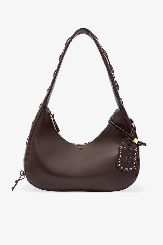 Brown Medium Laces Hobo Bag, Chocolate Torte