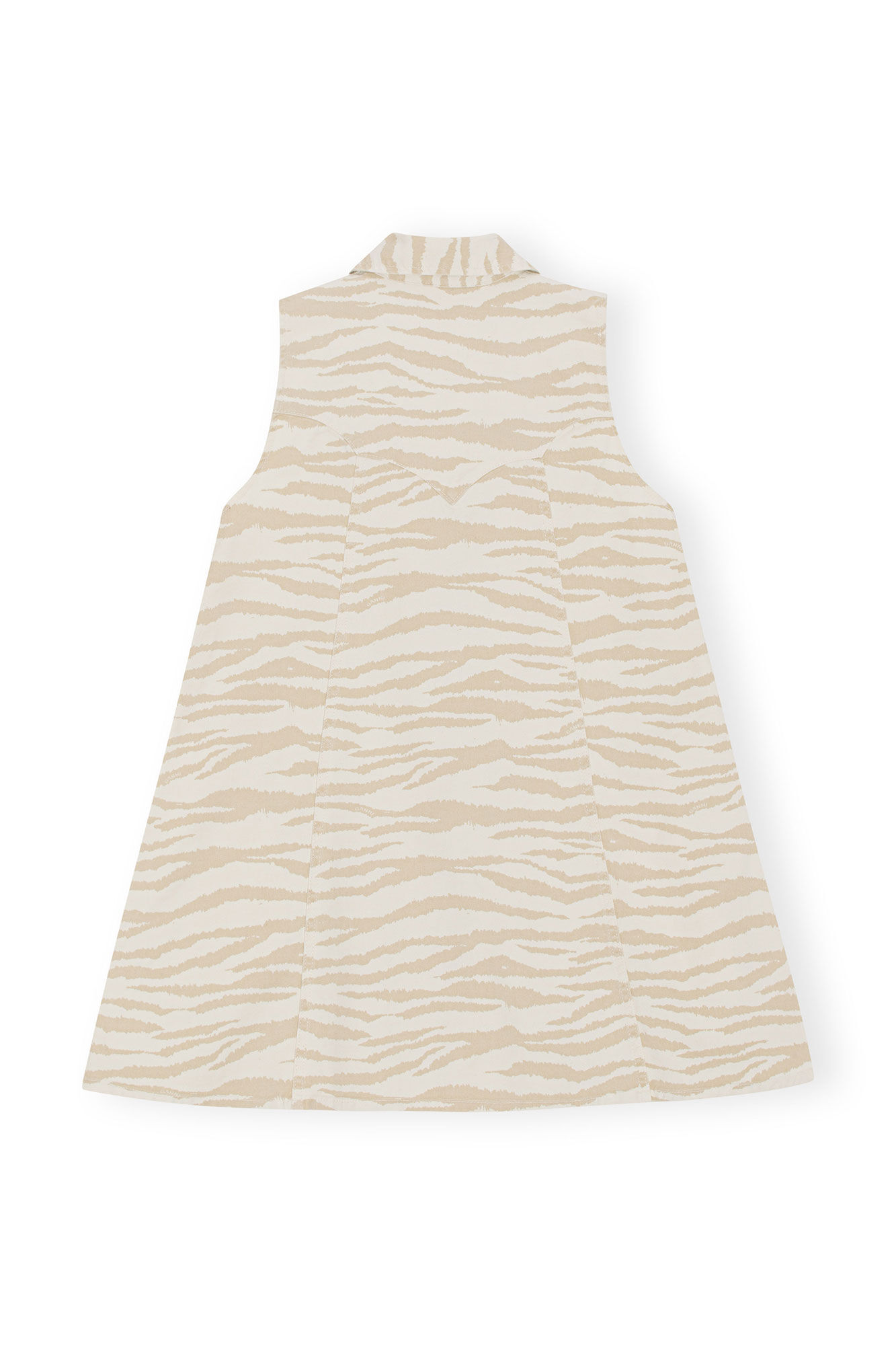 Printed Denim Mini Dress, Elastane, in colour Pale Khaki - 2 - GANNI
