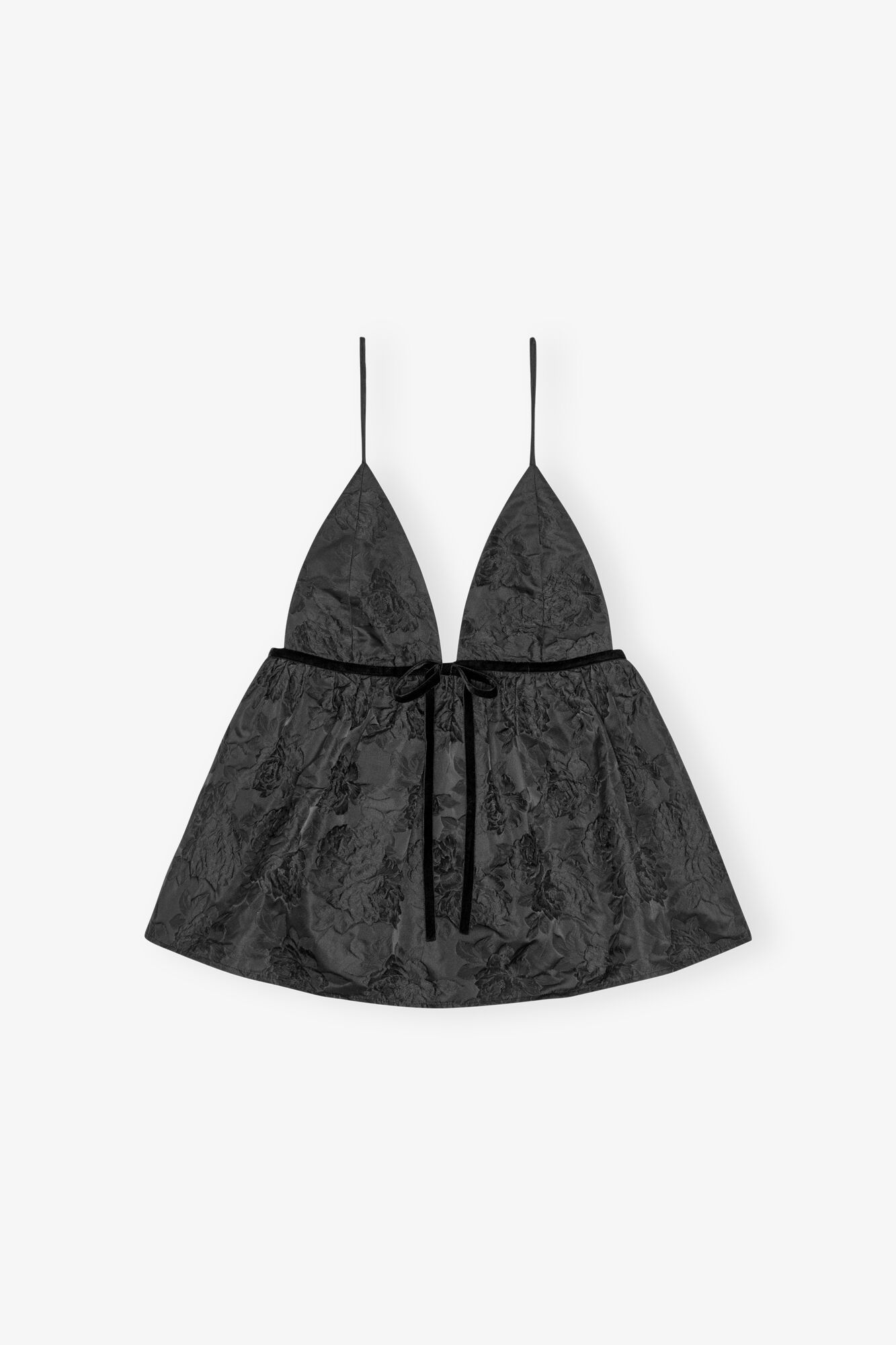 Black Botanical Jacquard Stroptop, Polyamide, in colour Black - 1 - GANNI