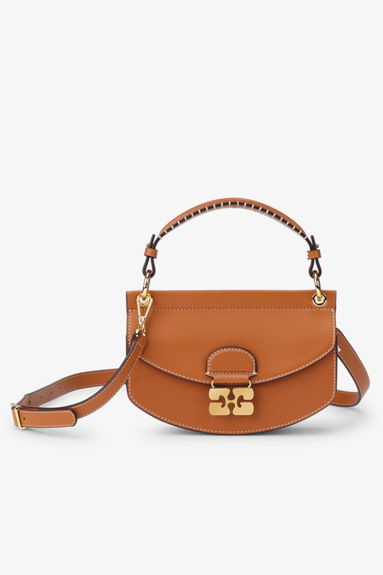Caramel Mini Top Handle Apo-G Bag , Polyester, in colour Caramel Café - 1 - GANNI