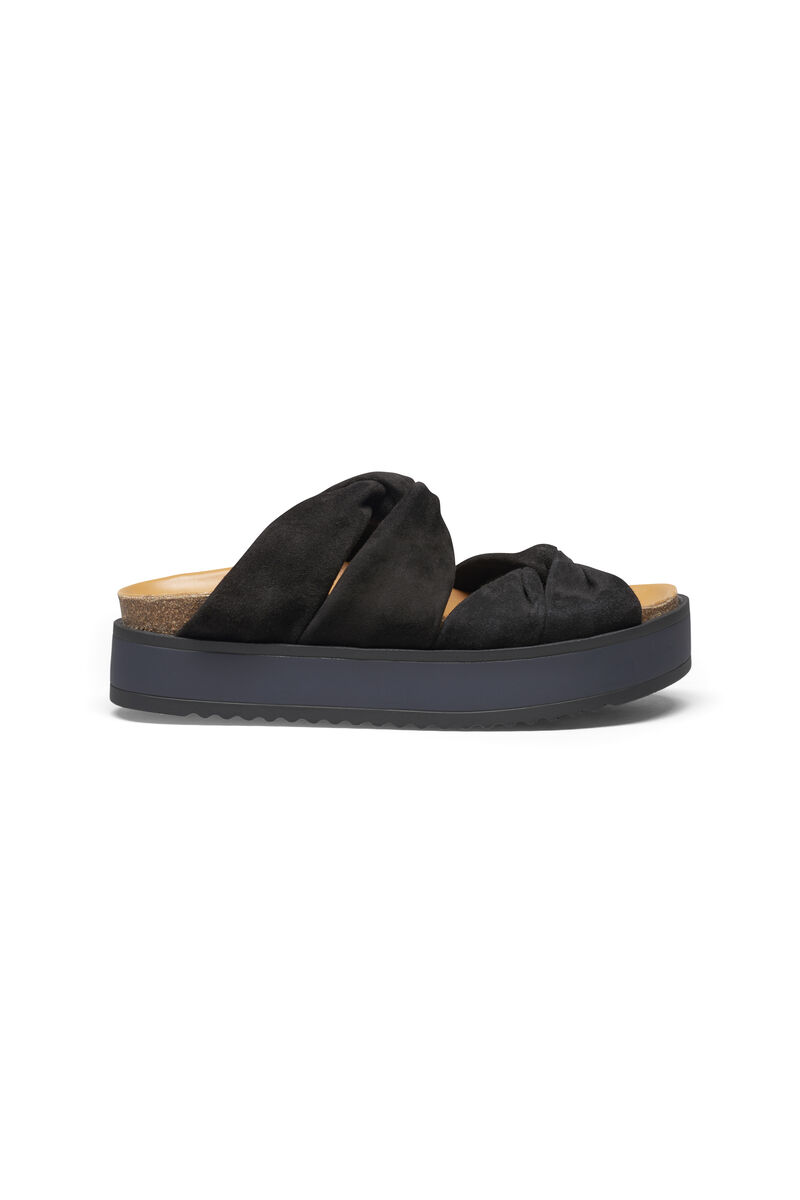 Saika Suede Sandals, in colour Black - 1 - GANNI