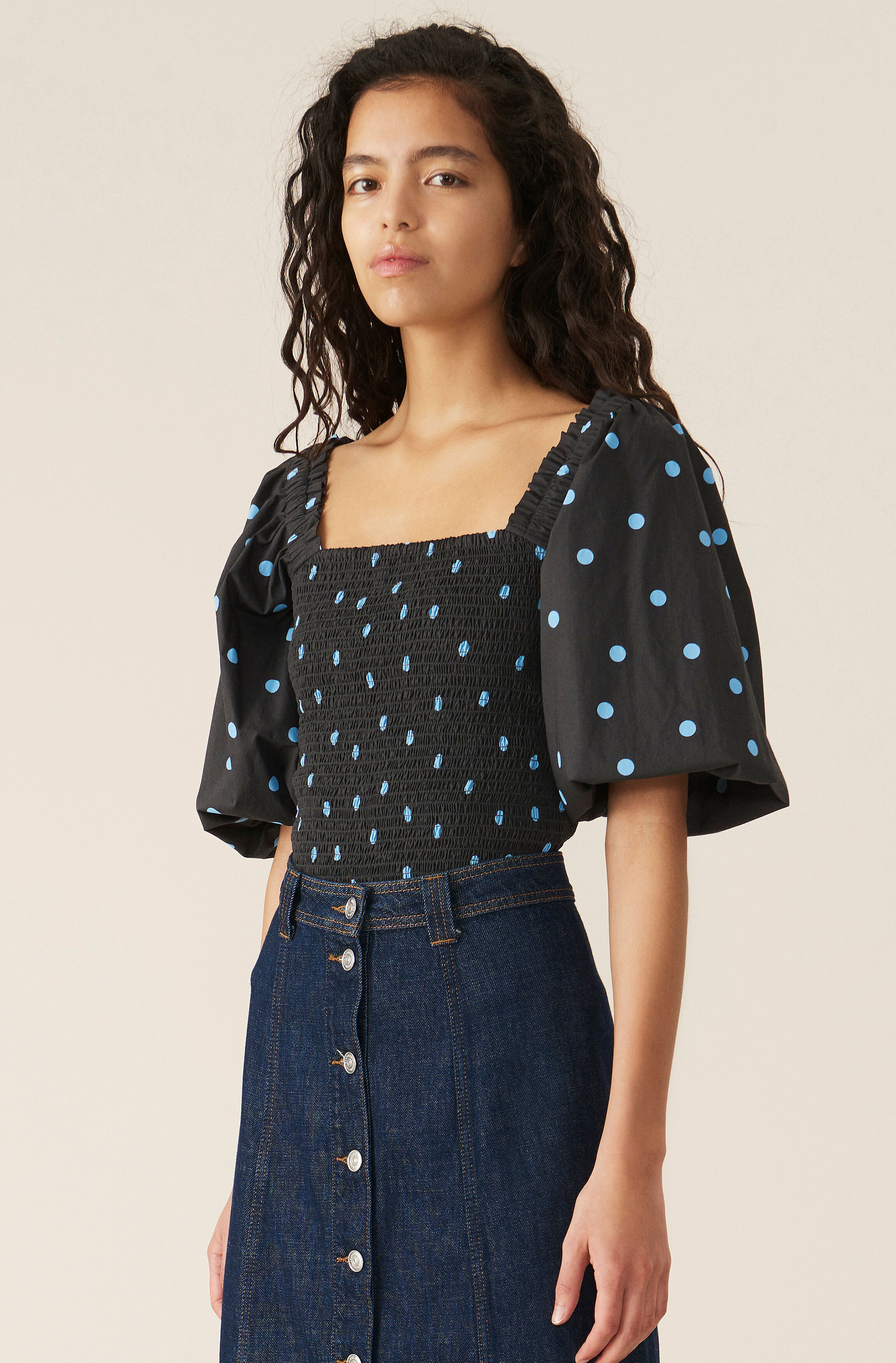 ganni printed poplin