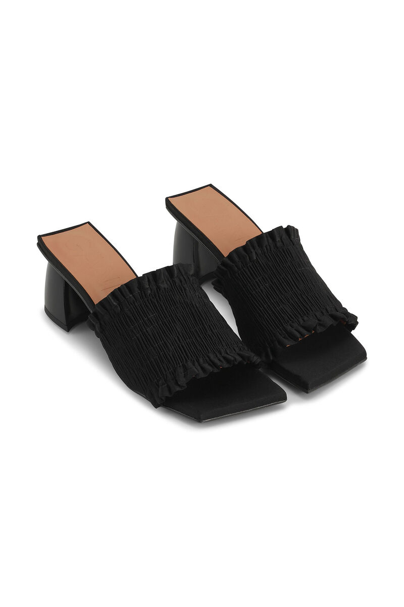 Smock Kitten Heel Mules, Polyester, in colour Black - 3 - GANNI