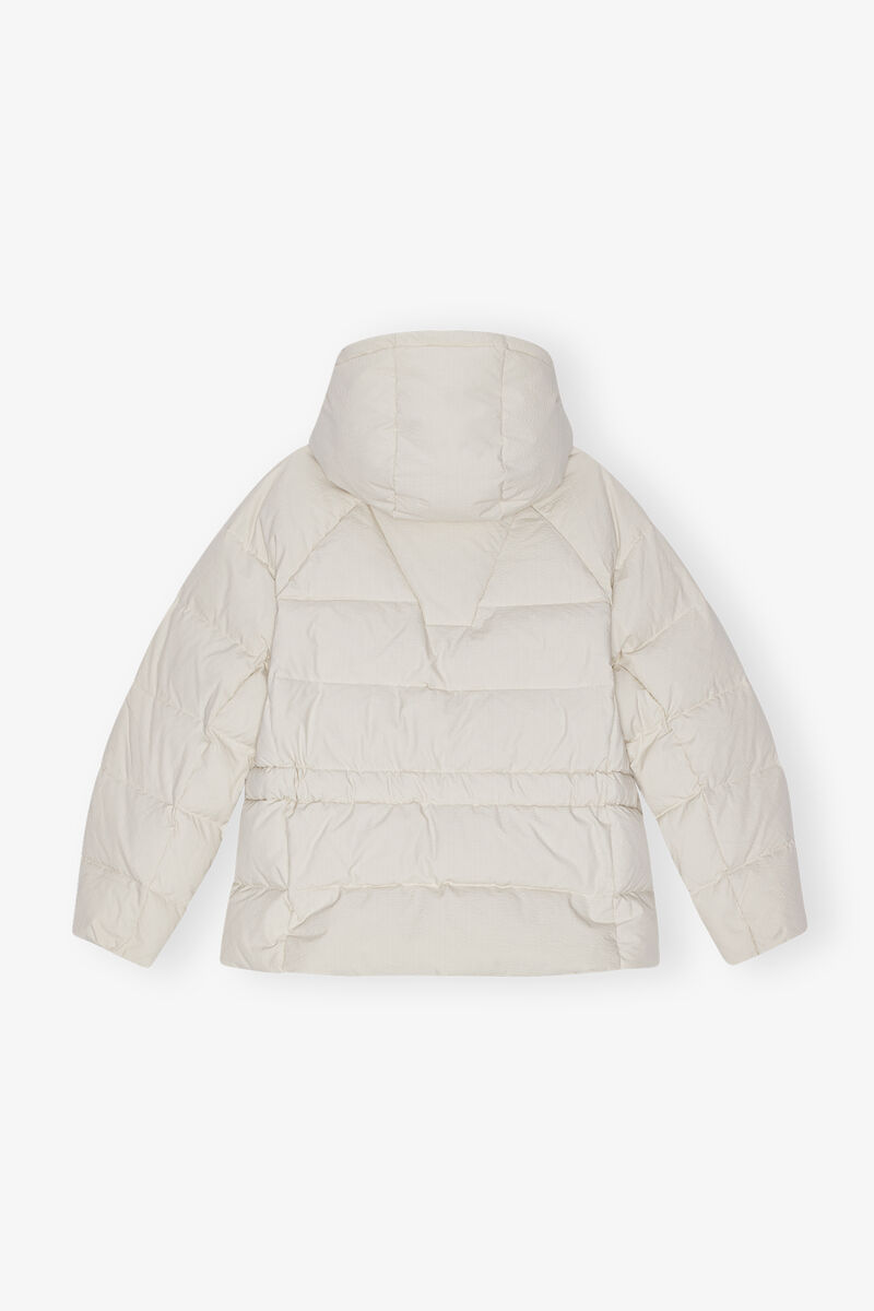 White Tech Oversized Puffer Jacket, Recycled Polyester, in colour Tofu - 2 - GANNI