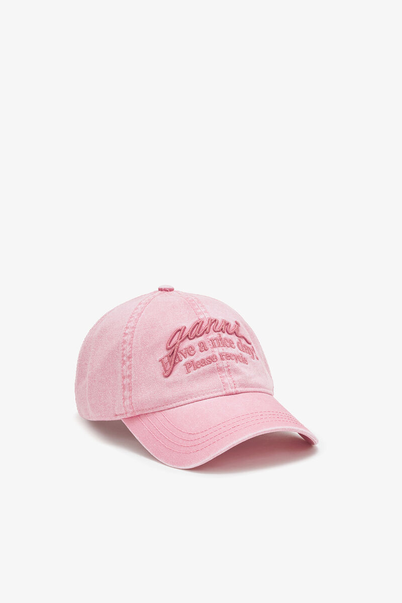 Cap in Pink Cotton, Organic Cotton, in colour Pink Nectar - 1 - GANNI
