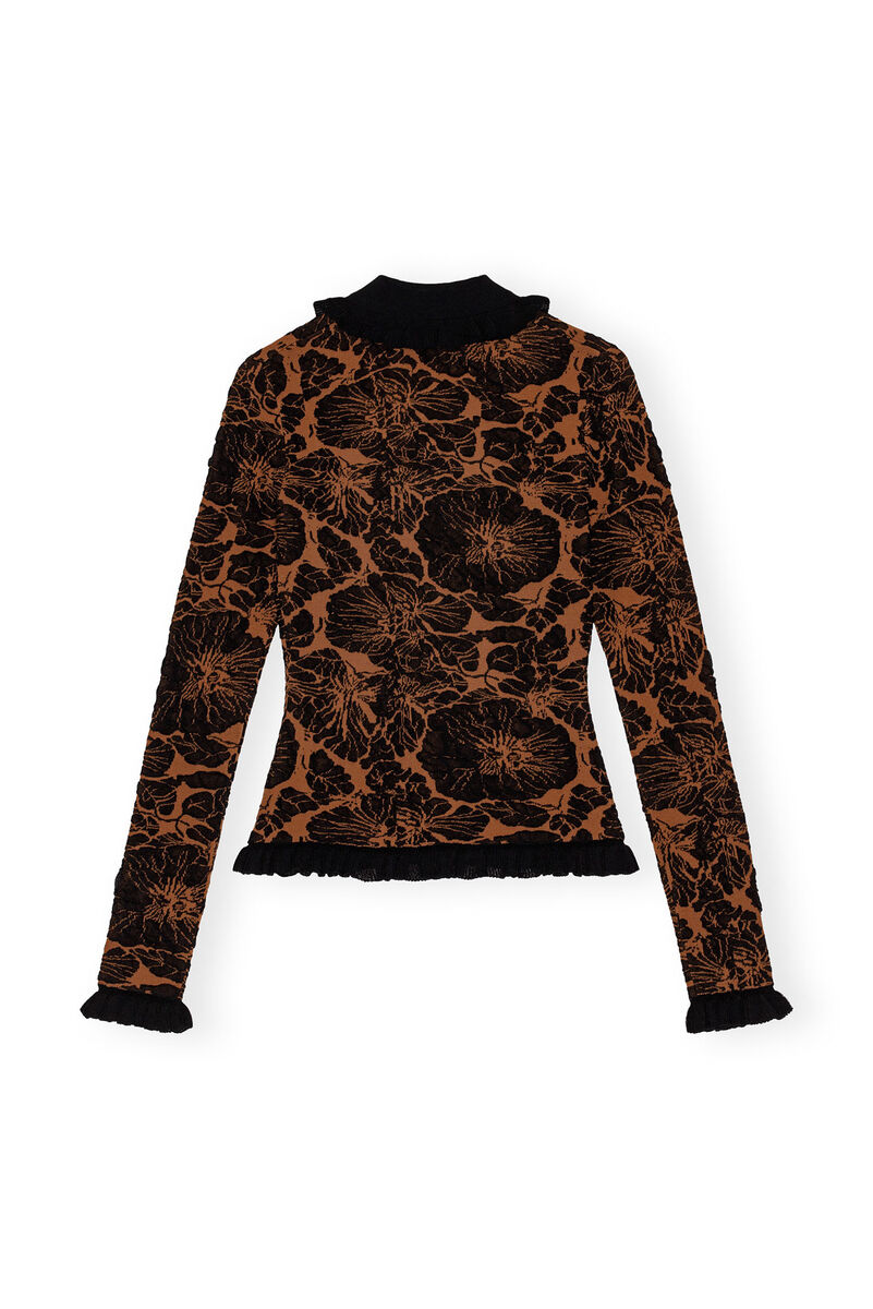 3D Jacquard-cardigan, Cotton, in colour Tortoise Shell - 2 - GANNI