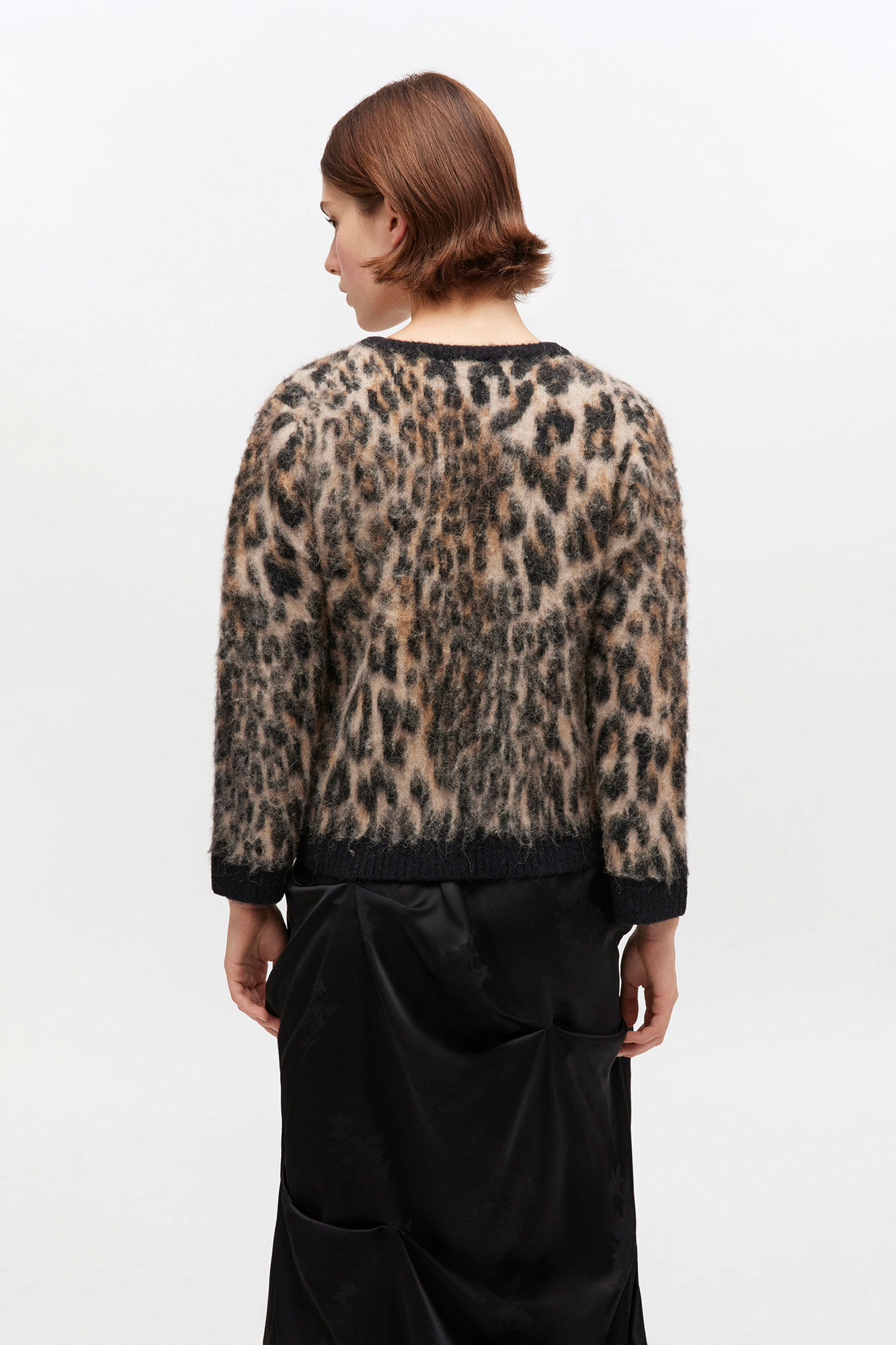 Leopard V-neck Cardigan, in colour Leopard - 3 - GANNI