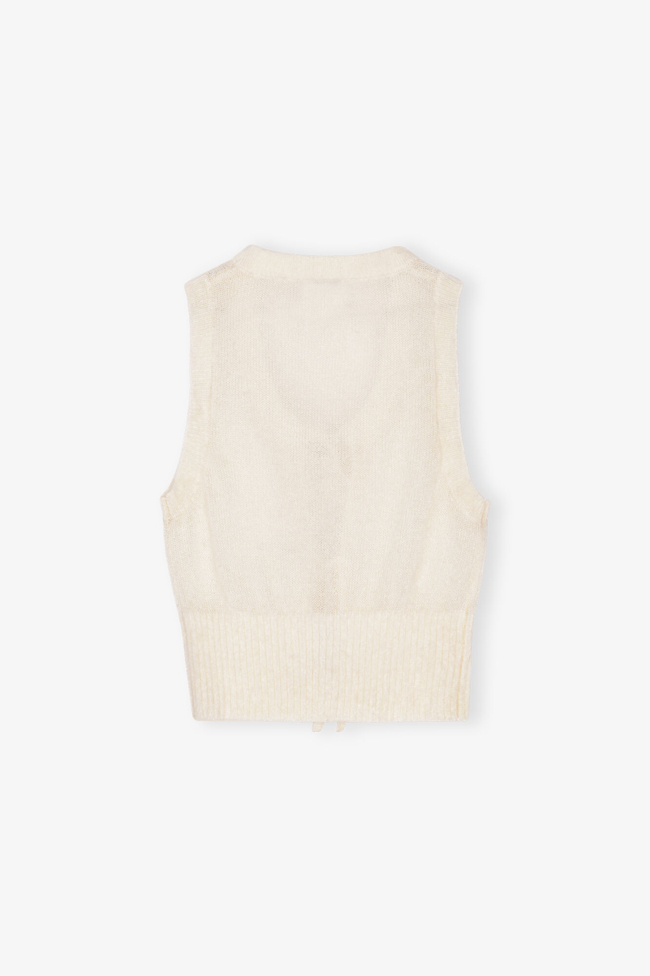 Ivory Tie String Vest, Merino Wool, in colour Egret - 2 - GANNI
