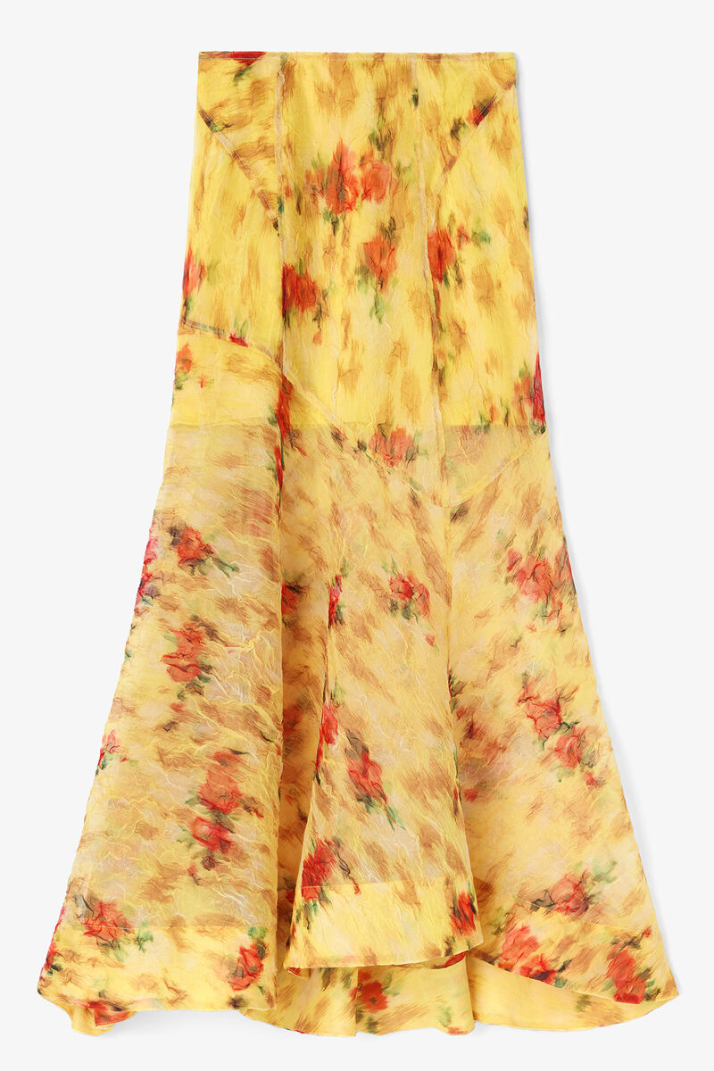 Skirt in Printed Shibori Organza, Recycled Polyester, in colour Aurora - 1 - GANNI