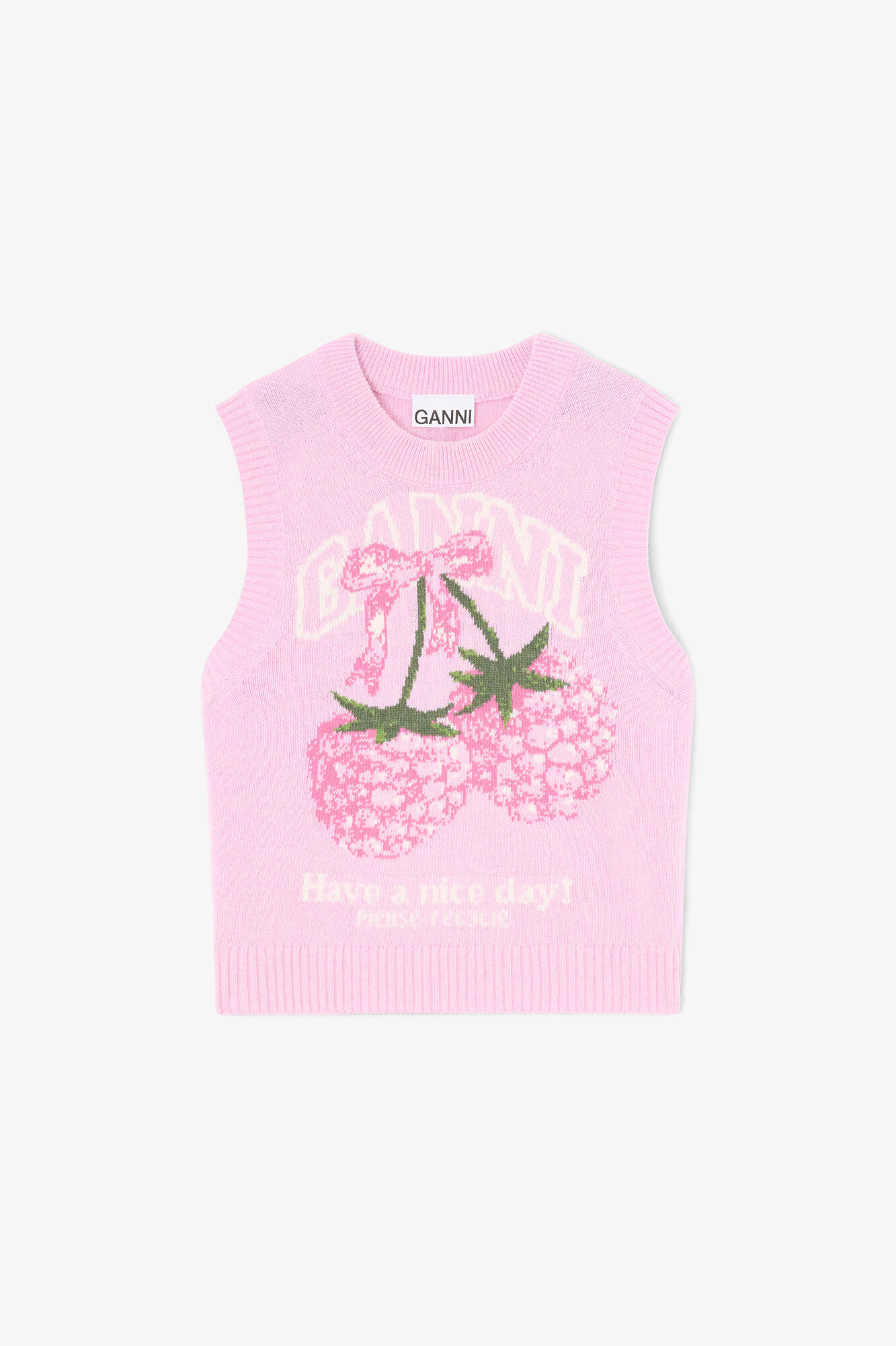 Chalk Pink Vest in Graphic Wool | GANNI (Global) PA