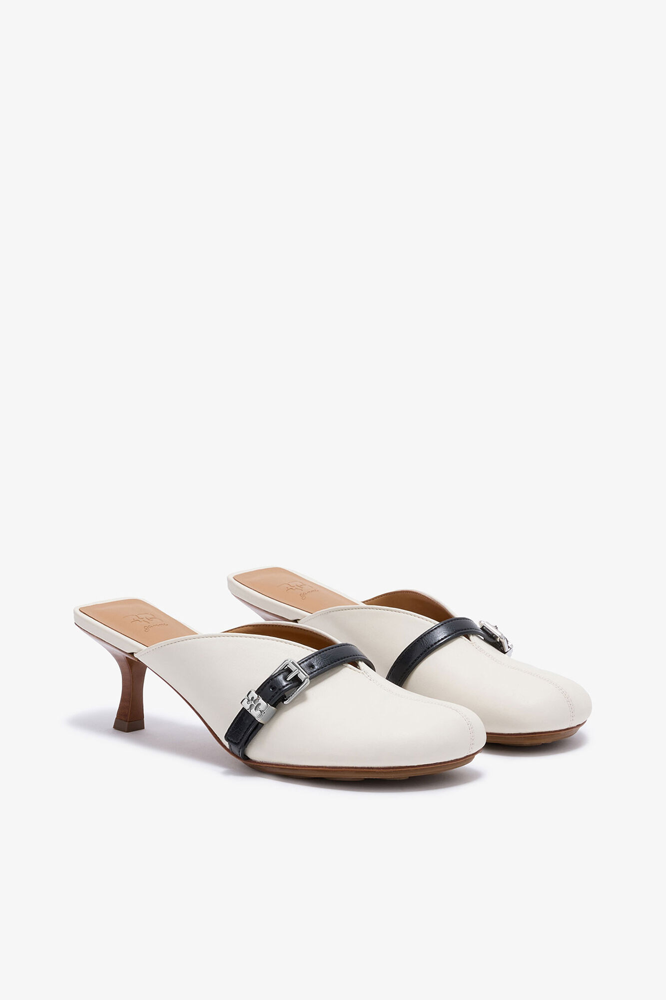 Sue Heeled Mules in white | GANNI DK