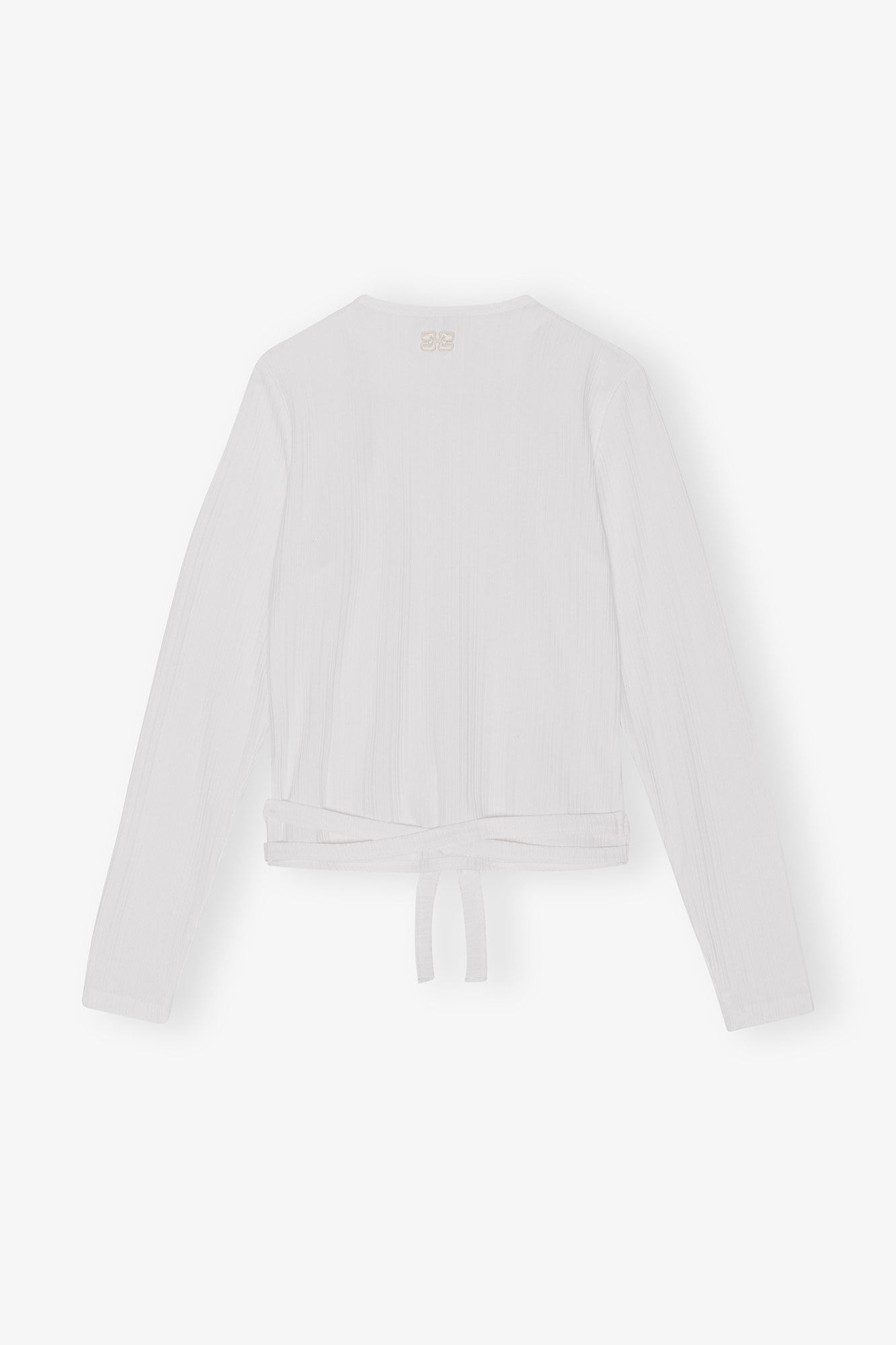Rib Jersey Wrap Blouse, Elastane, in colour Bright White - 4 - GANNI