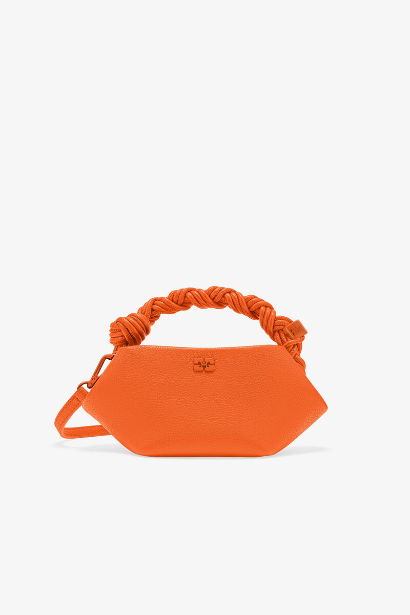 Oransje, mini GANNI Bou-veske med kornet tekstur, Polyurethane, in colour Russet Orange - 1 - GANNI