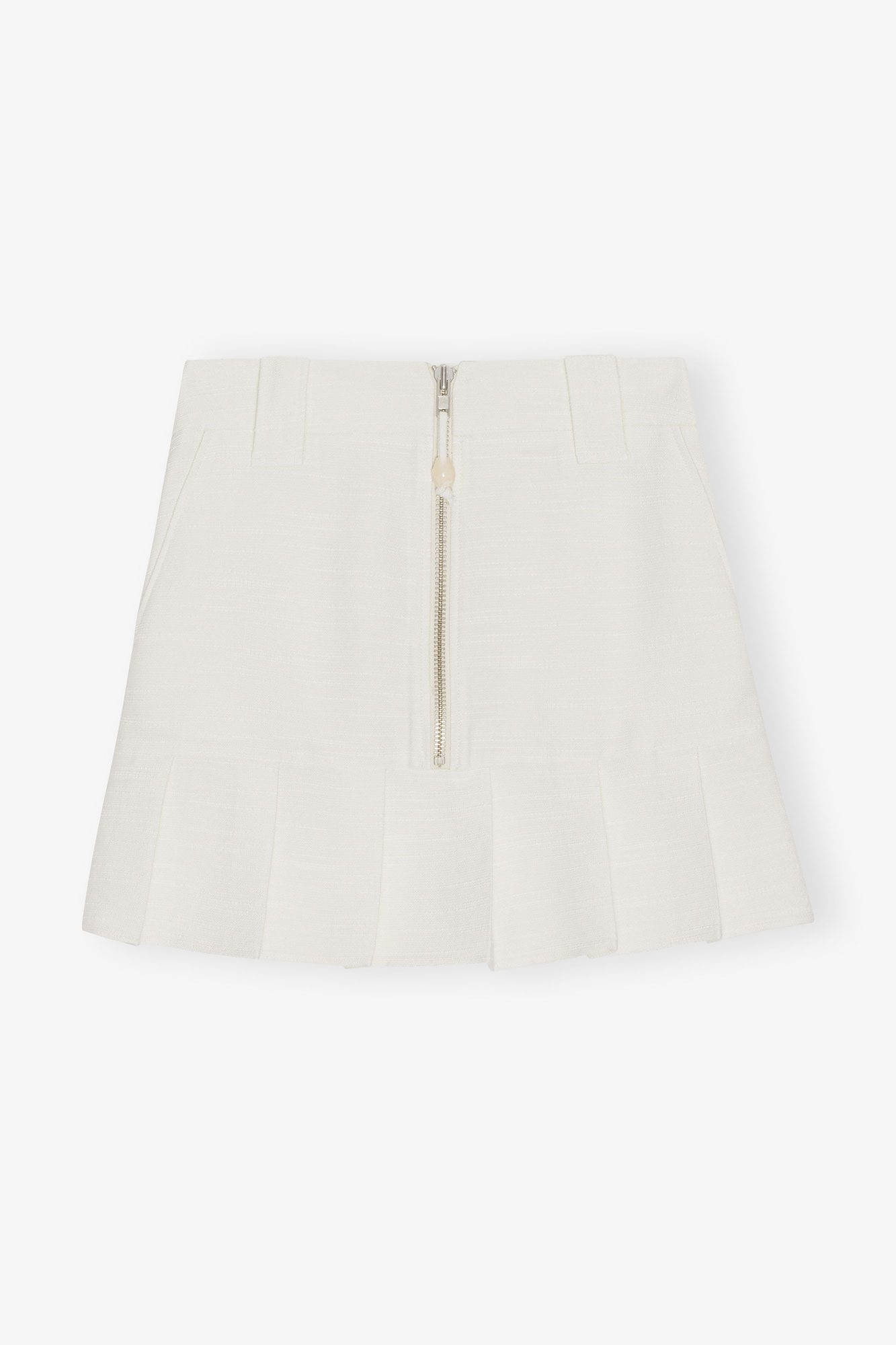 Slub Linen Mini Skirt, LENZING™ ECOVERO™, in colour Egret - 1 - GANNI