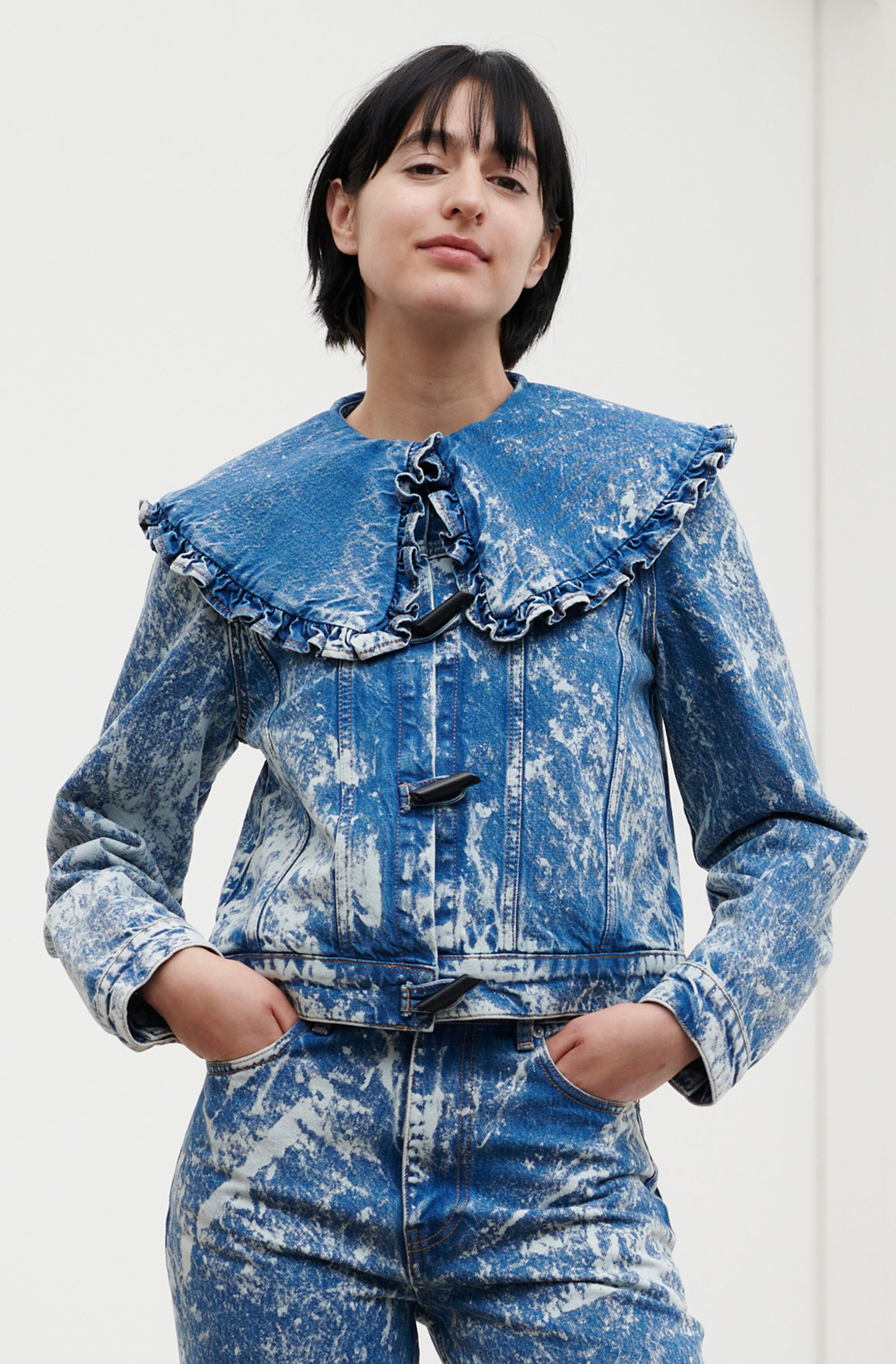 zara ruffle denim jacket