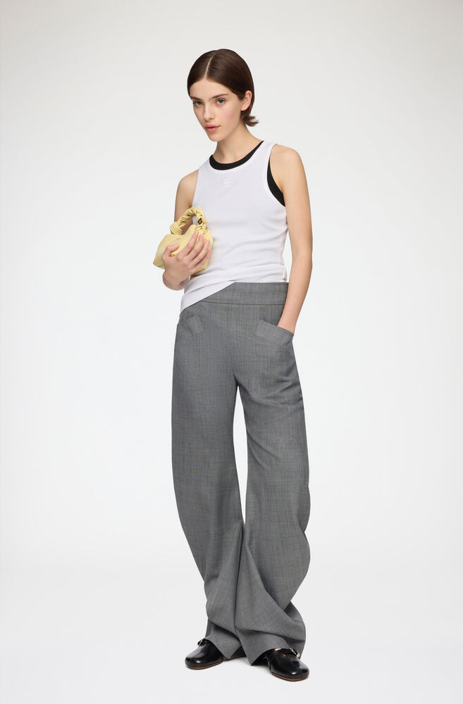 Trousers in Grey Wool Melange, Phantom