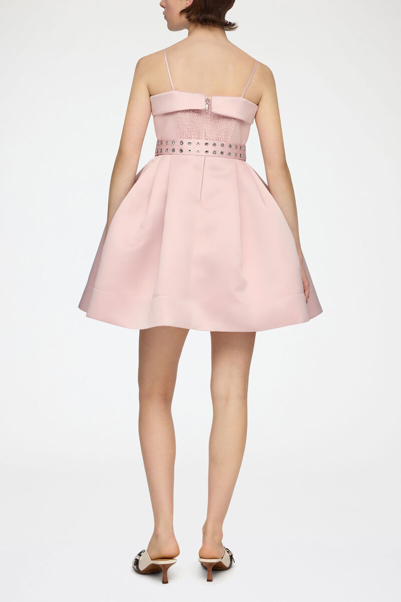 Dress in Pink Satin, Recycled Polyester, in colour Potpourri - 2 - GANNI
