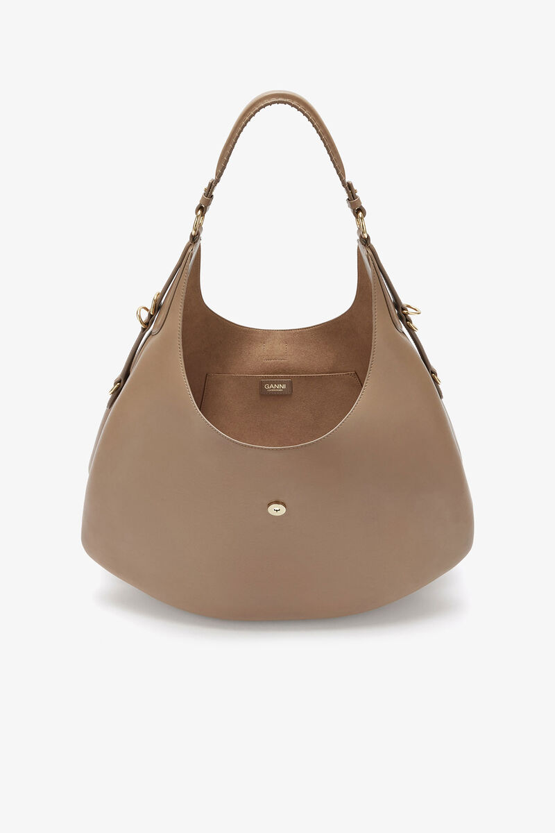 Large Kat Bag in Brown, Recycled Leather, in colour Coca Mocha - 3 - GANNI