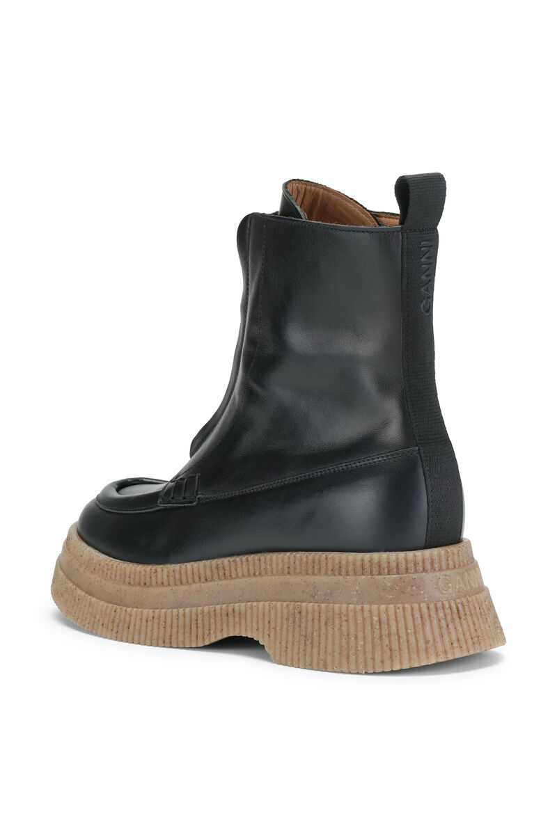 Creepers Wallaby Zip Boots, Calf Leather, in colour Black - 2 - GANNI
