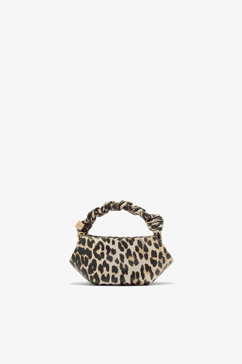 Leopard Grained Mini Bou Bag, Recycled Polyester, in colour Almond Milk - 3 - GANNI