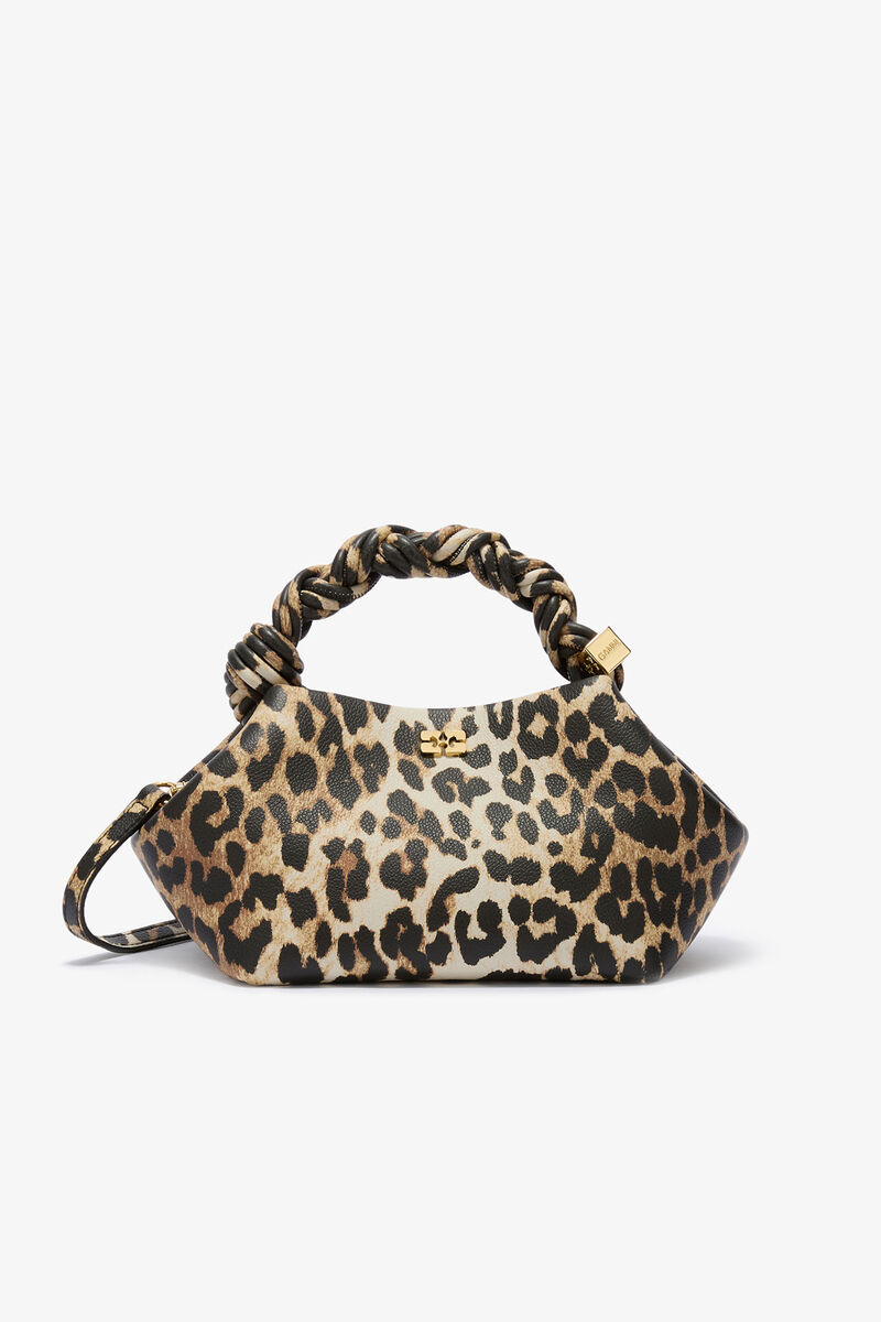 Leopard Grained Small Bou Bag, in colour Almond Milk - 1 - GANNI