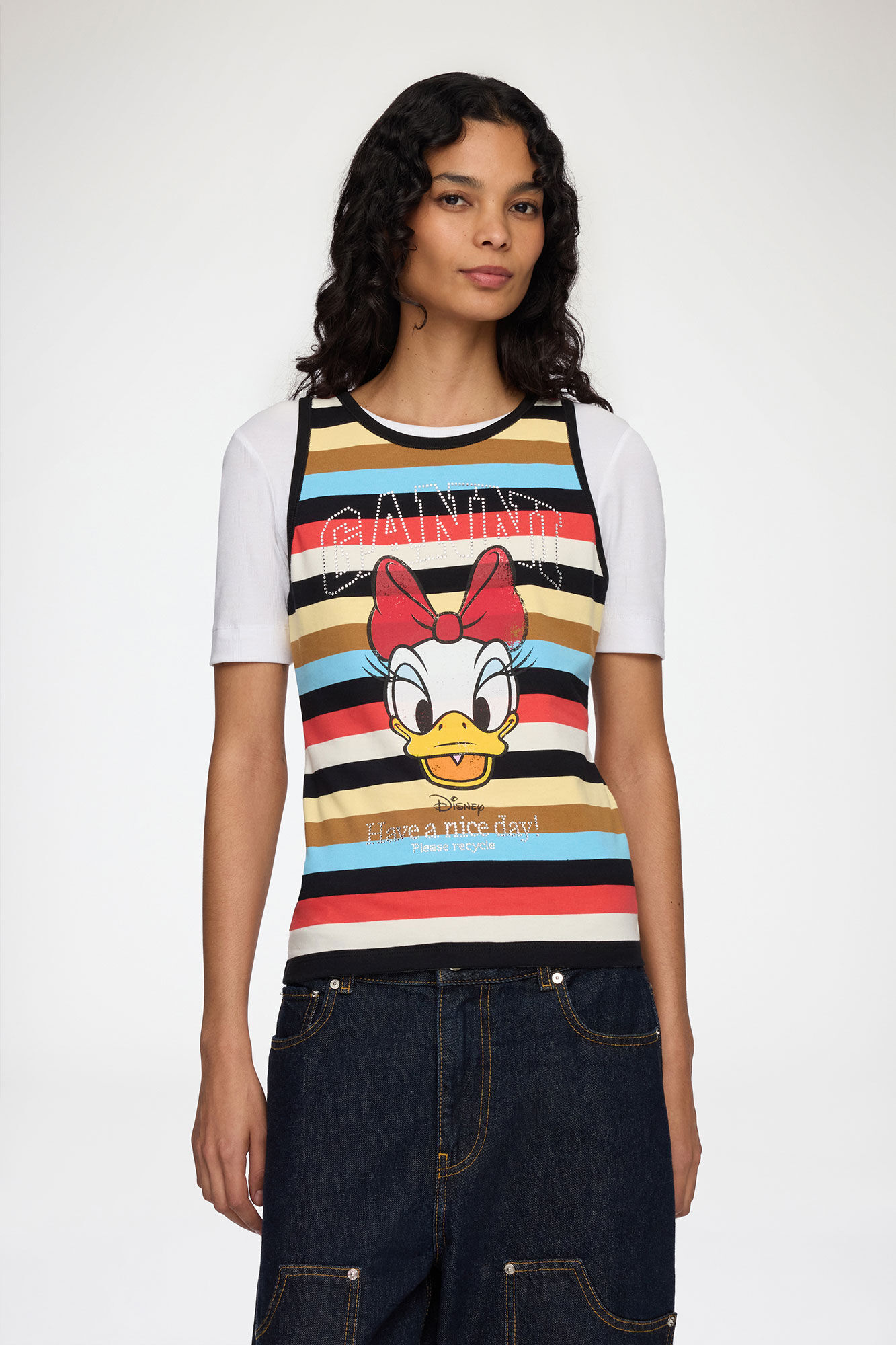 Tank Top with Daisy Duck, Organic Cotton, in colour Multicolour - 1 - GANNI