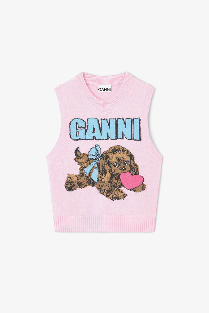 Pink Puppy Wool Vest, Chalk Pink