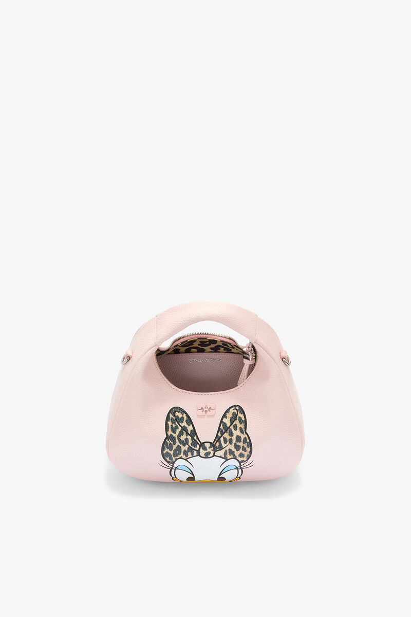 Daisy Duck Mini Hobo Bag in Pink, Recycled Polyester, in colour Chalk Pink - 3 - GANNI