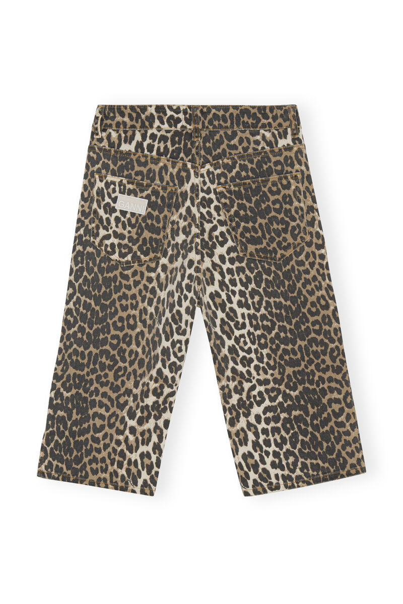 Bermudashorts i denim, Cotton, in colour Leopard - 2 - GANNI