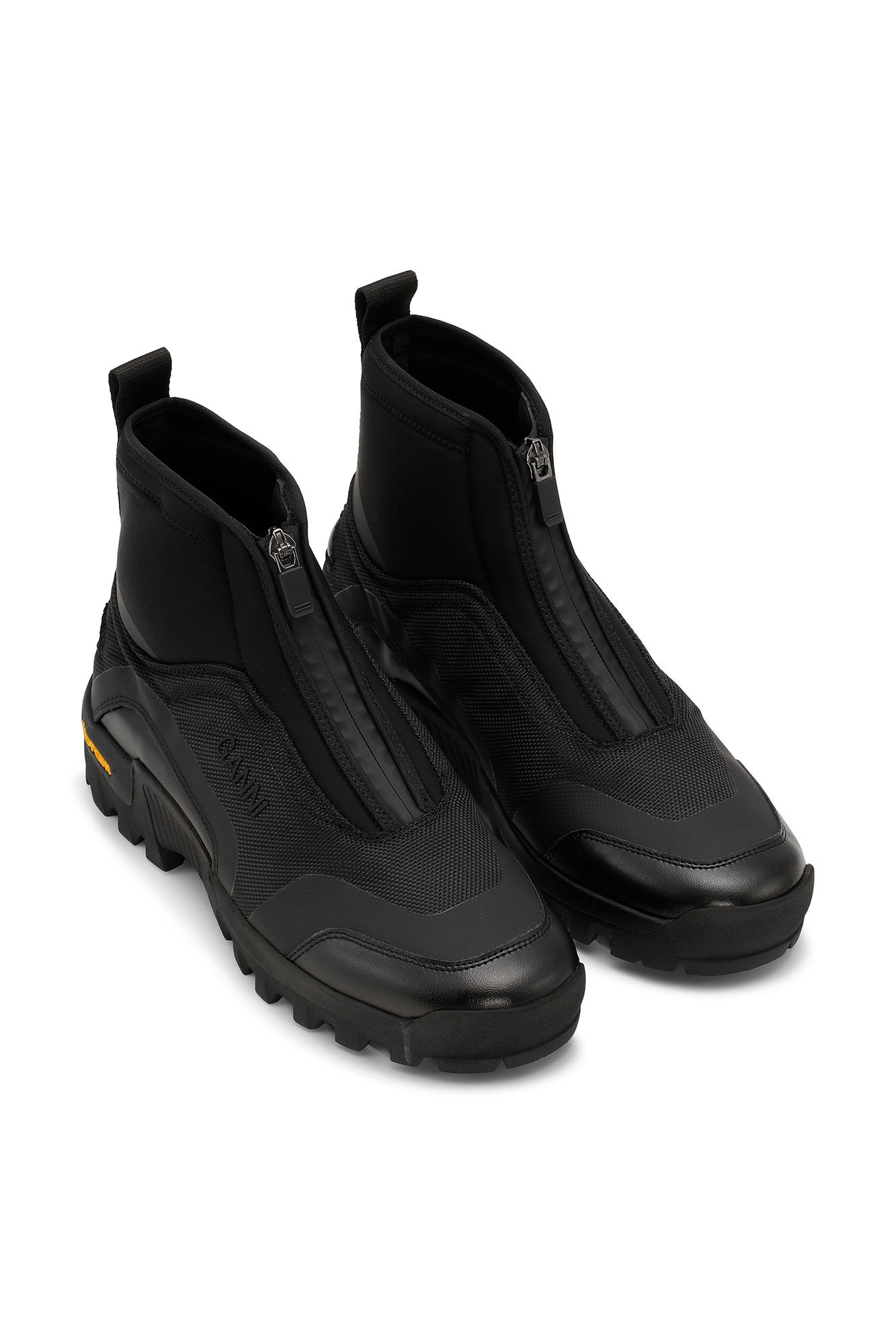 Black Black Performance High Top Zip Sneakers | GANNI