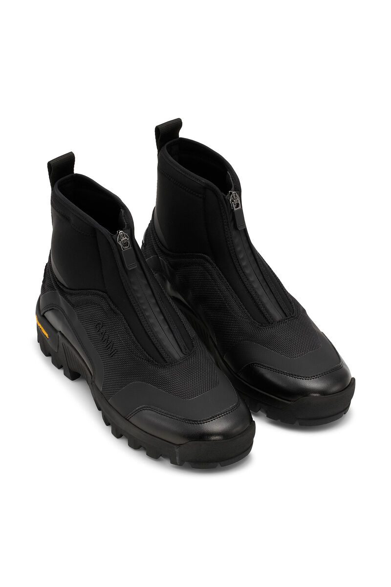 Black Performance High Top Zip Sneakers, in colour Black - 3 - GANNI