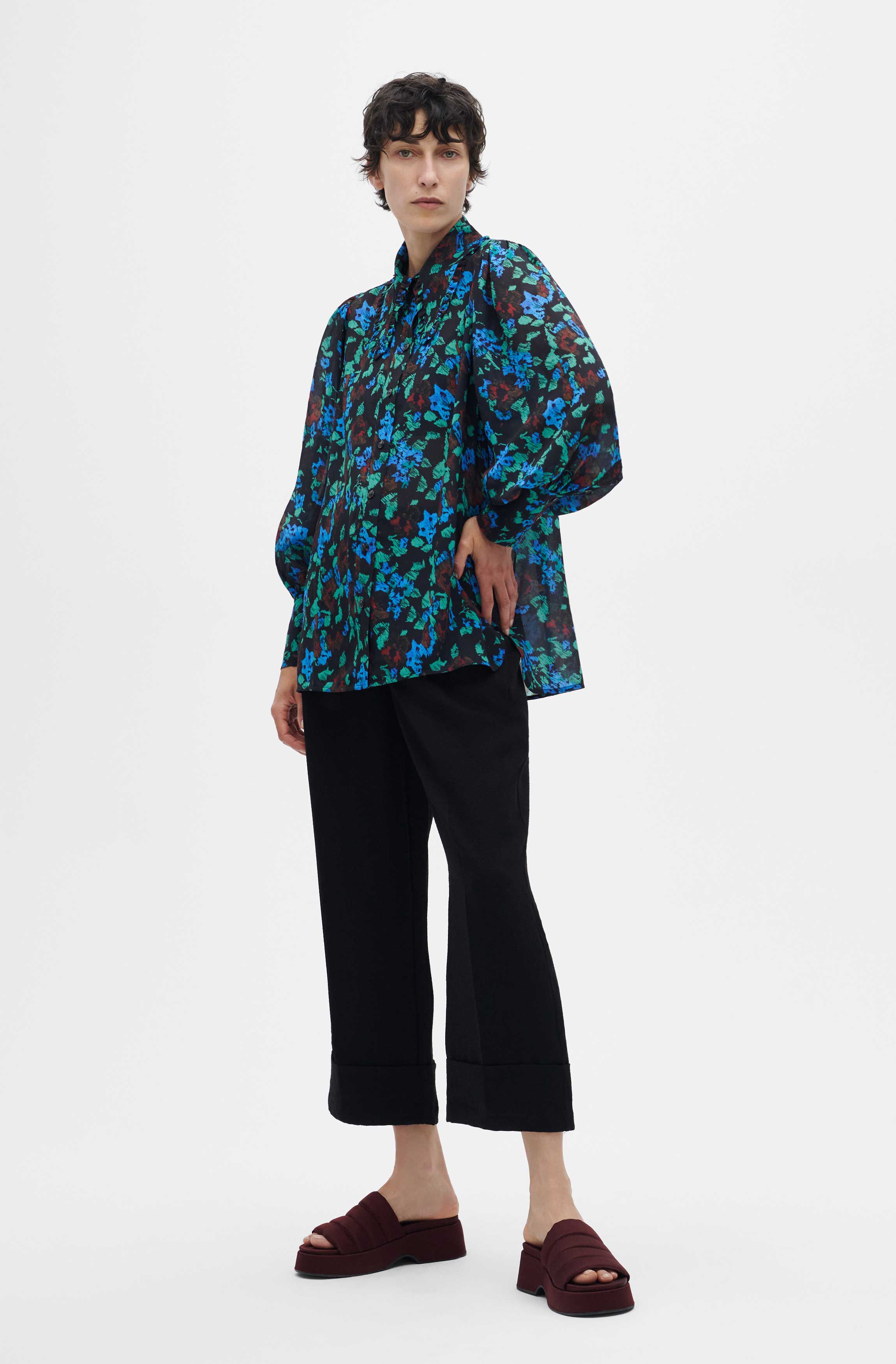 Meadow Azure Blue Puff Sleeve Shirt 