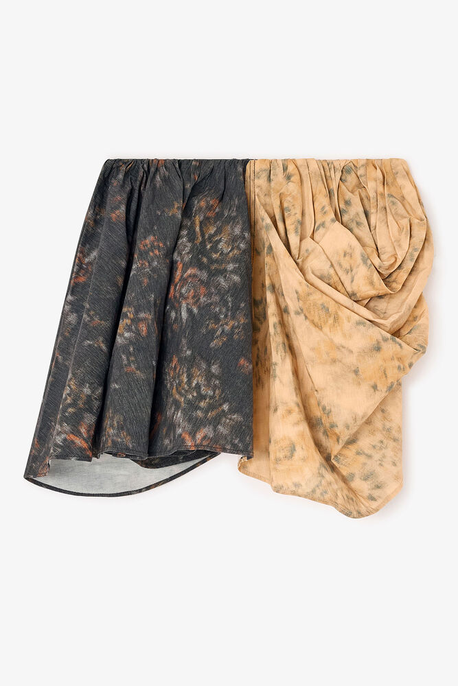 Black and Beige Drapey Skirt, Multicolour