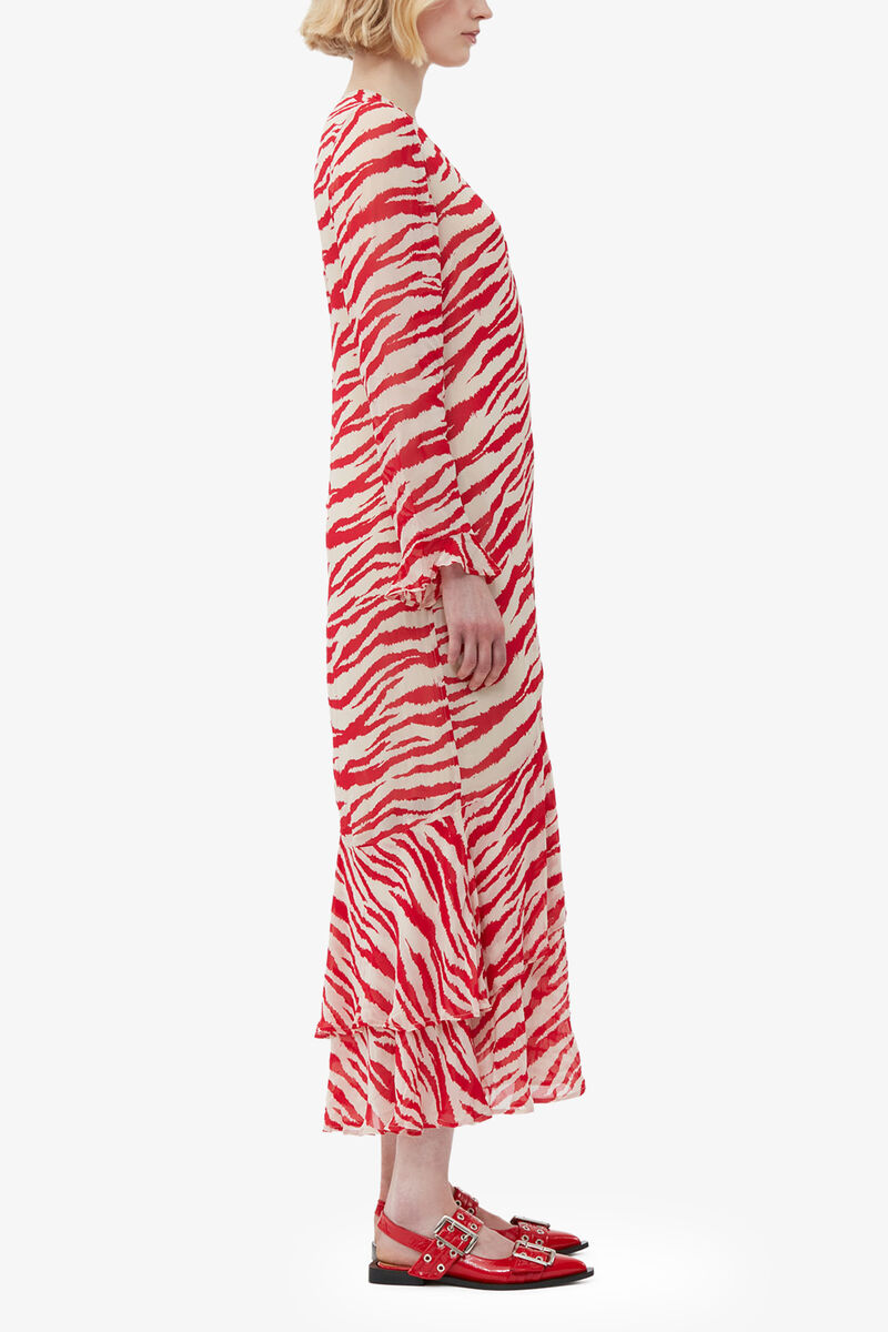 Printed Light Georgette Maxi Dress, Viscose, in colour Castle Wall - 3 - GANNI