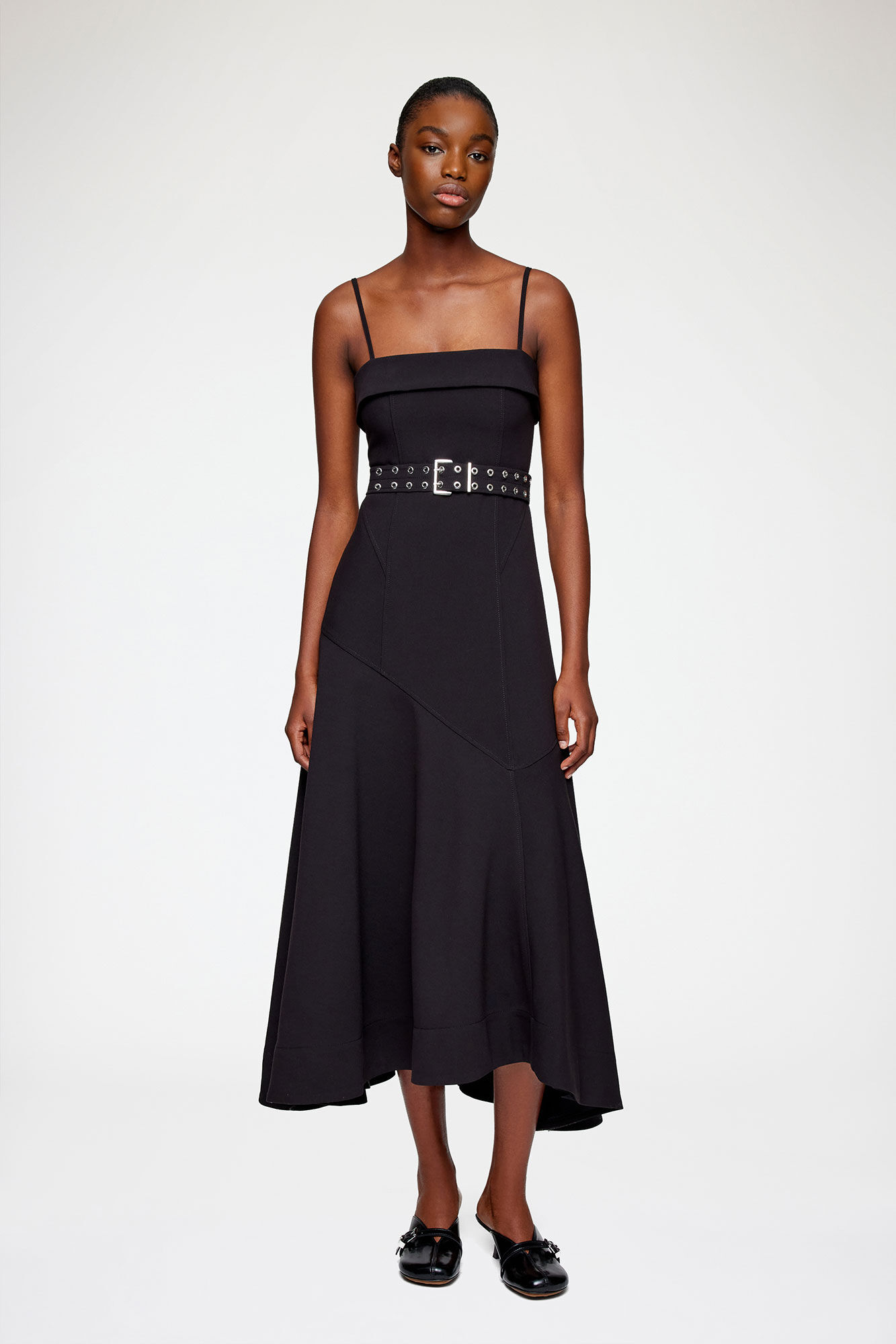 Dress in Black Twill Suiting, Elastane, in colour Black - 1 - GANNI